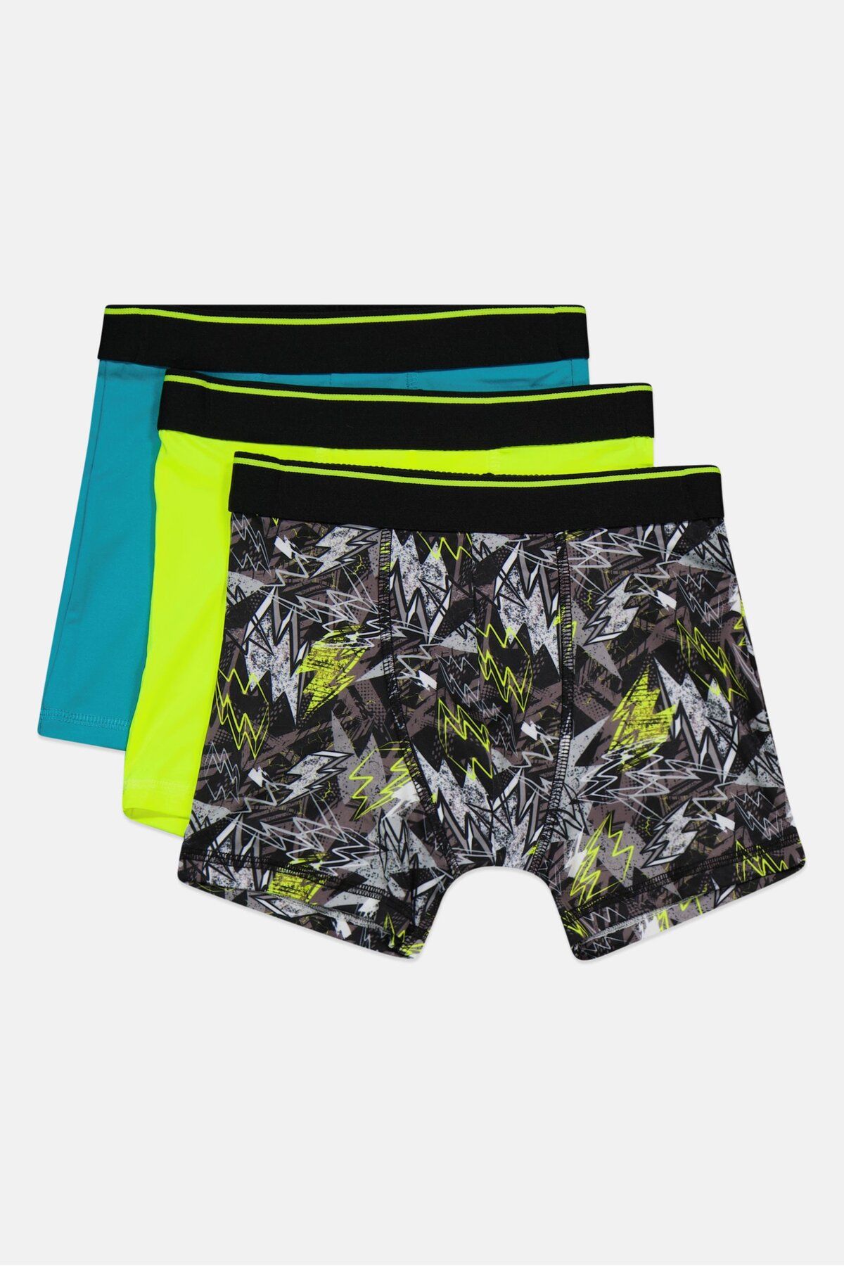 Parker-Kids Boy 3 Pack Boxers, Black/Lime Combo 1