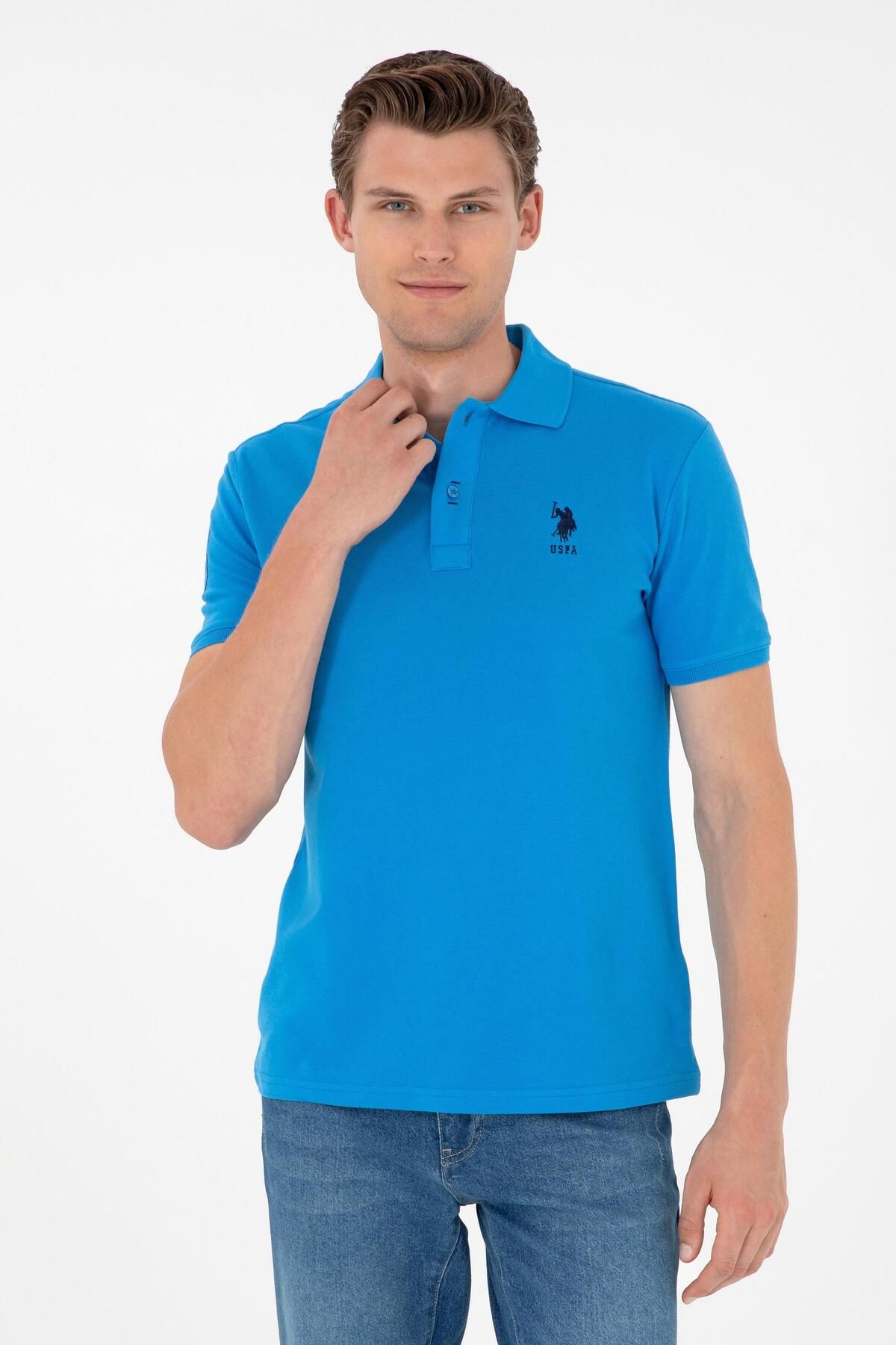 تی شرت یقه پولو آبی مردانه اصلی اورجینال U.S. Polo Assn.