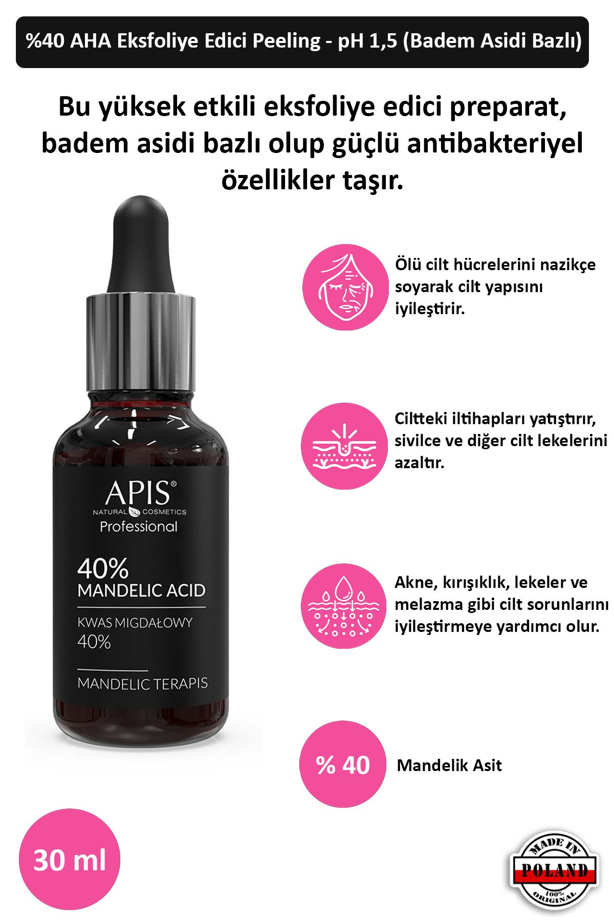 Apis Natural Cosmetics Ve %40 Badem Asidi - 30ml