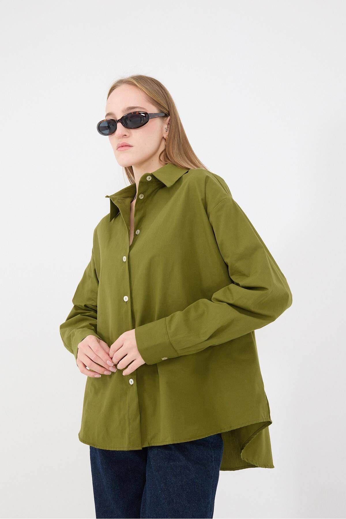 Addax-Oversize Buttoned Shirt - G1236-Y1 4