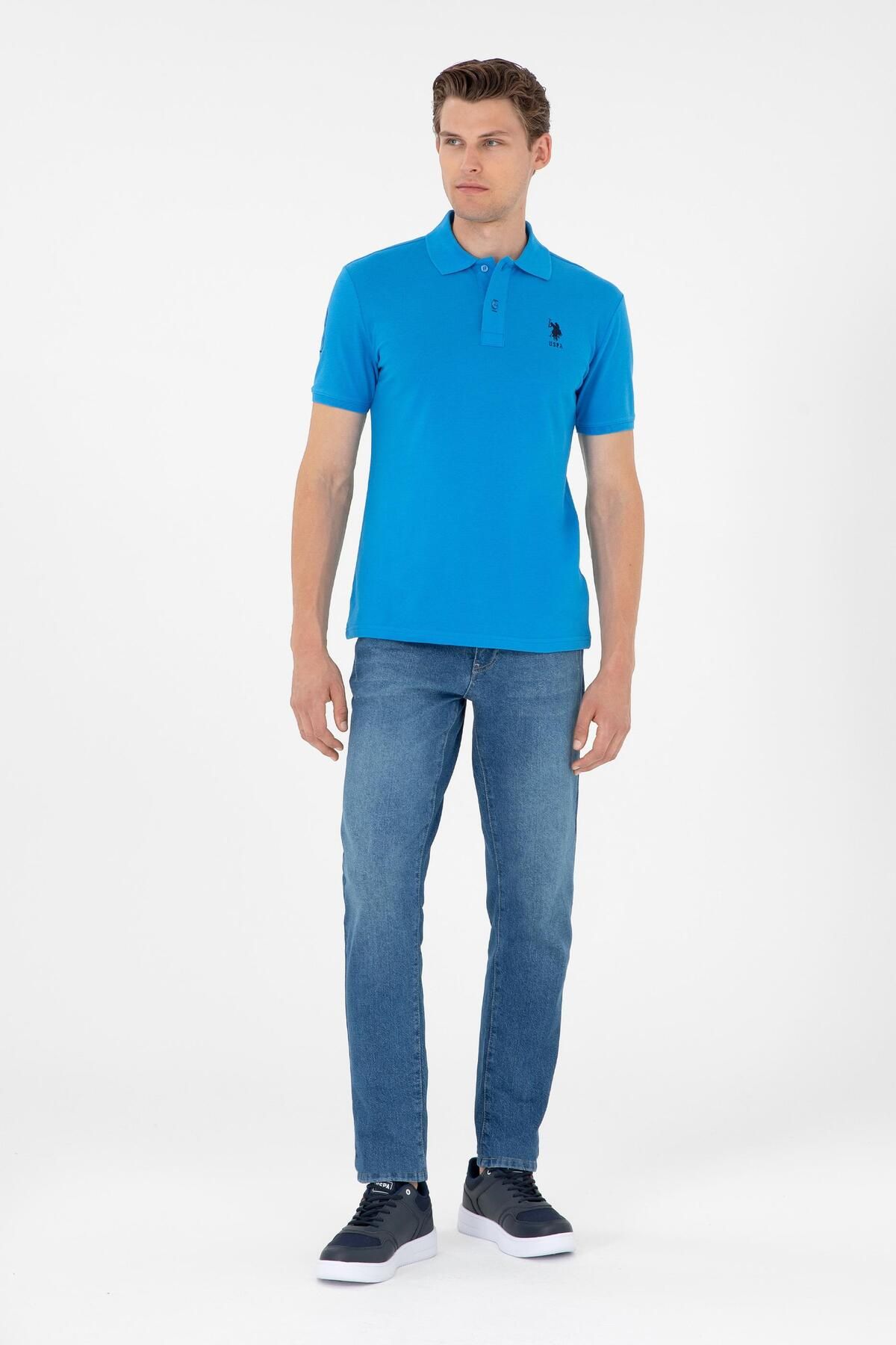 تی شرت یقه پولو آبی مردانه اصلی اورجینال U.S. Polo Assn.