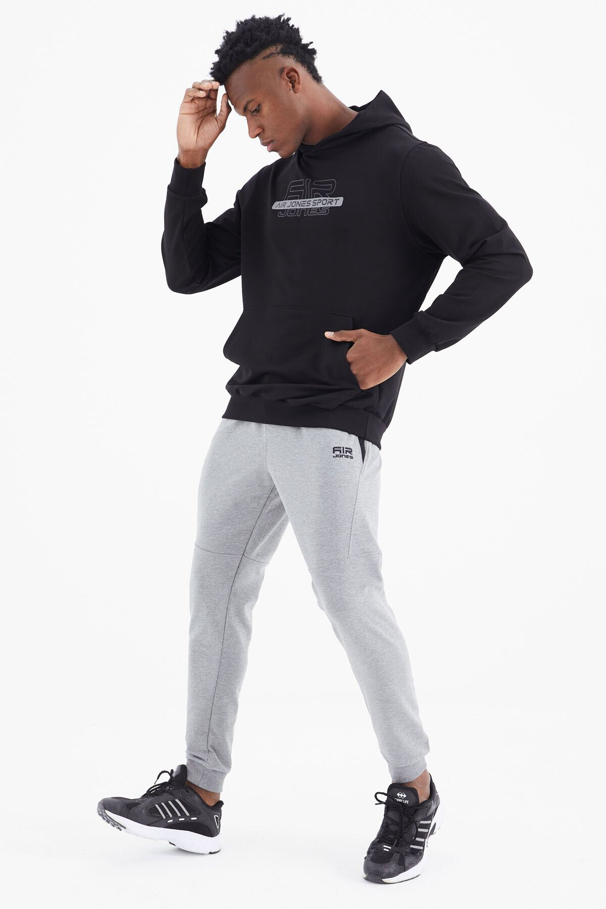 AIR JONES-Vincent Black Standard Fit Men's Sweatshirt - 88308 2