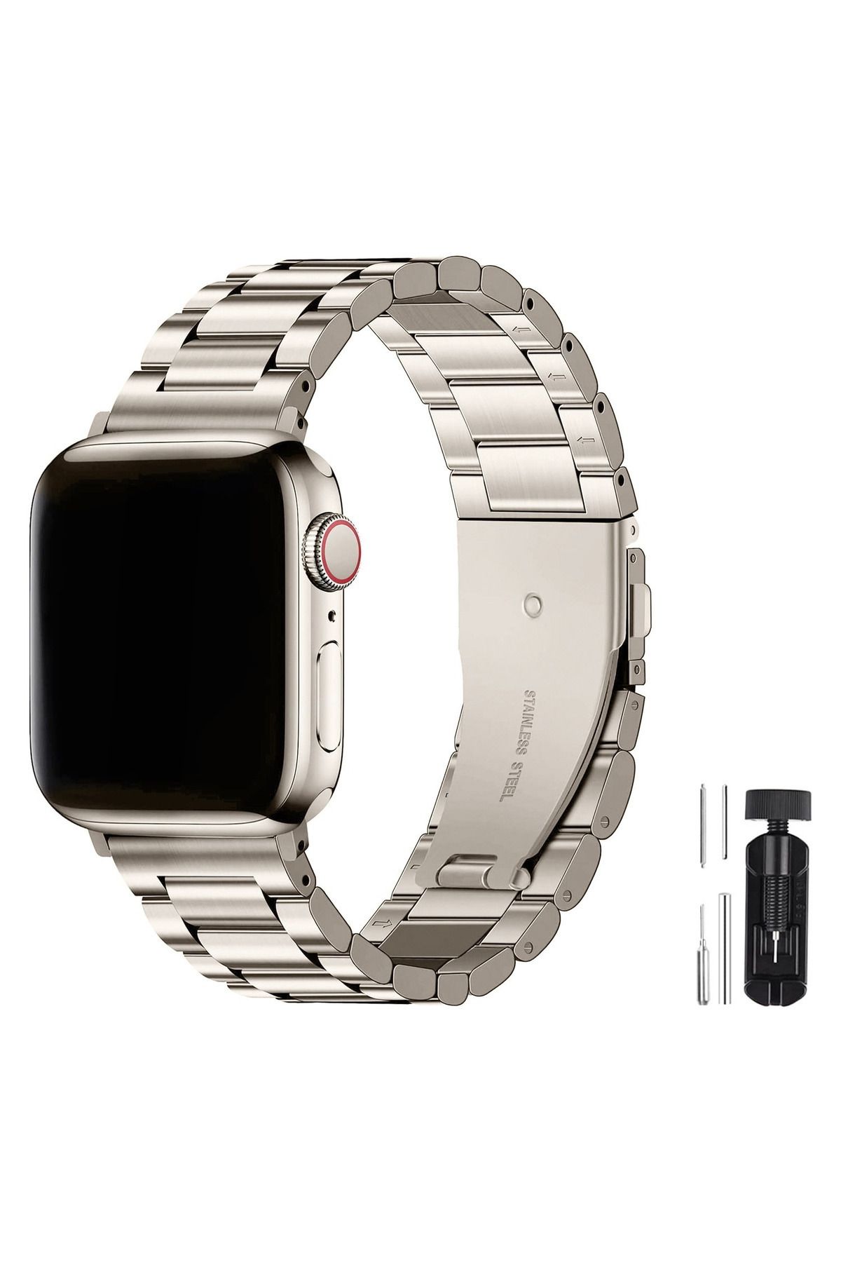 Fibaks Apple Watch Ultra 1 2 3 4 5 6 7 8 9 Se 42 44 45 49 Mm Paslanmaz Çelik Klipsli Kordon Kayış Bileklik