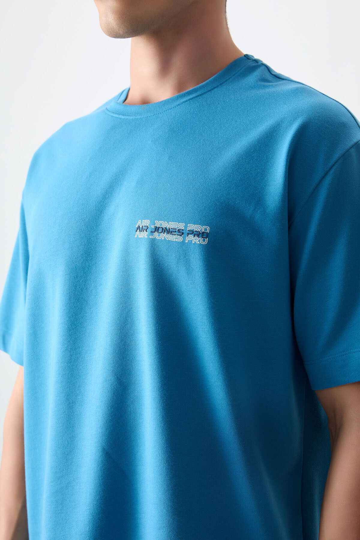 تی شرت مردانه نفتی آبی ضخیم و بافتی با بافتن متناسب طرح دار T SHIRT 88375 Air Jones