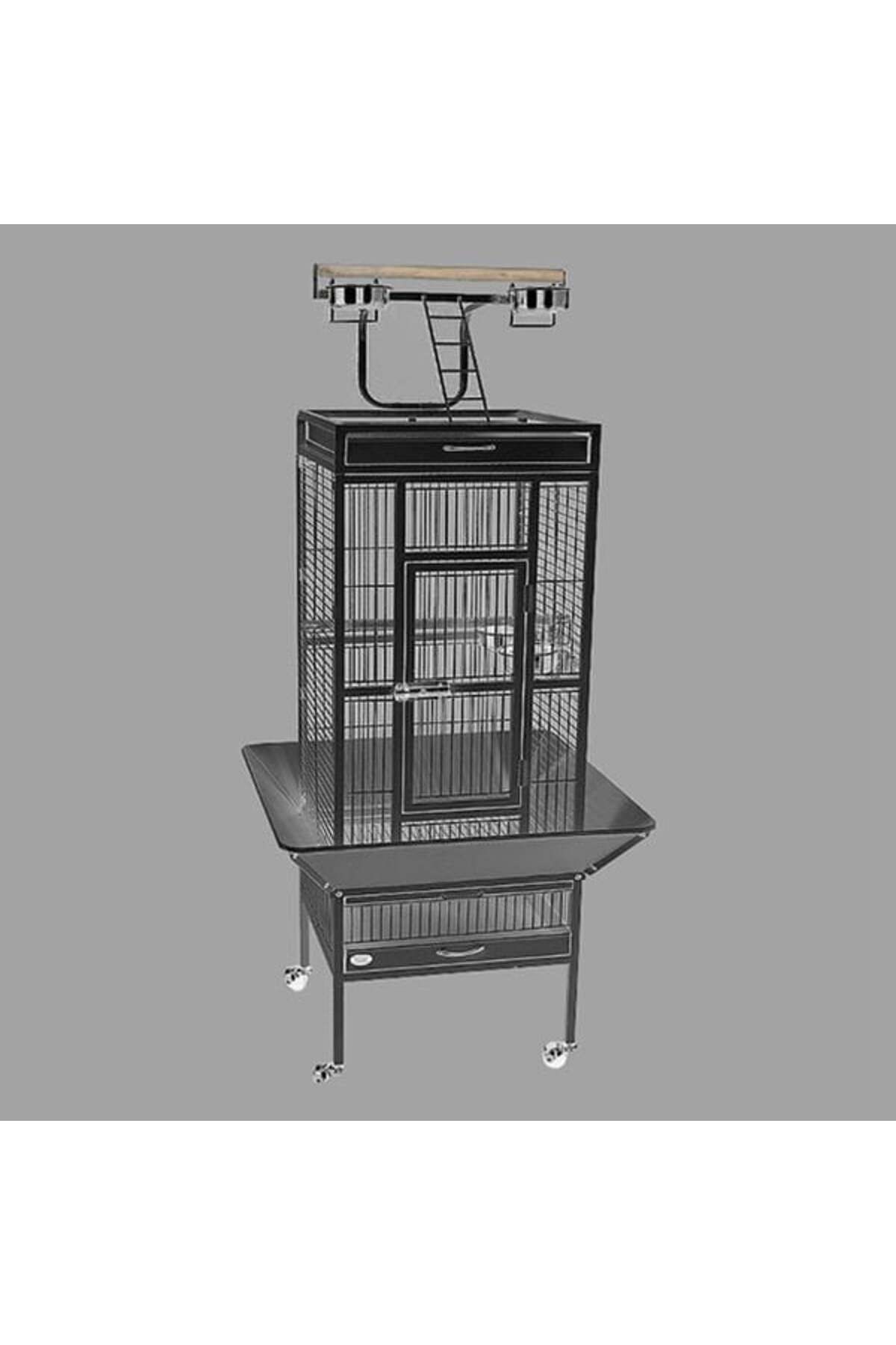 Dayang Ayaklı Papağan Kafesi Siyah 45.7x45.7x156 Cm