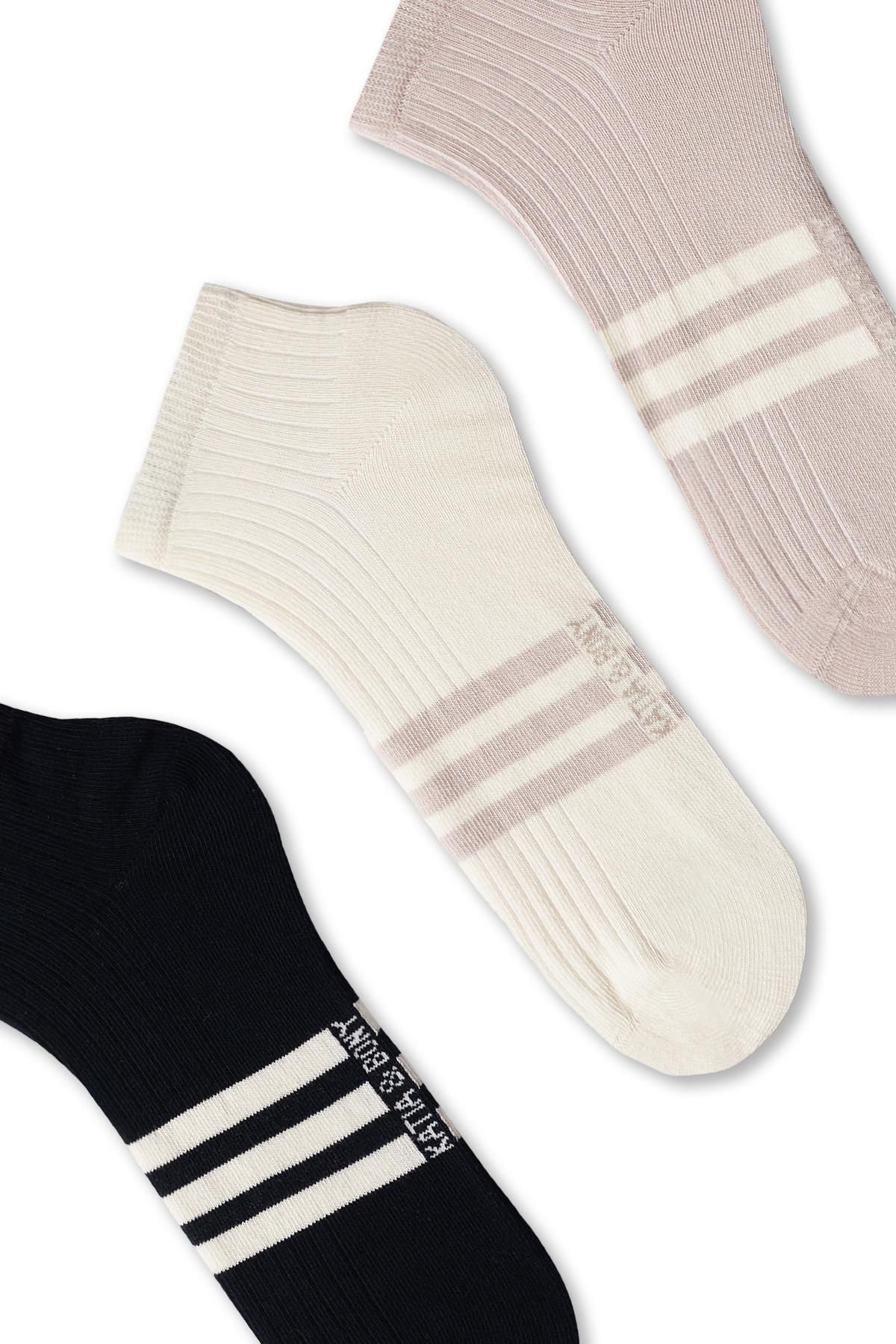 Katia&Bony-Men's Stripe Detailed 3-Piece Step Socks 2