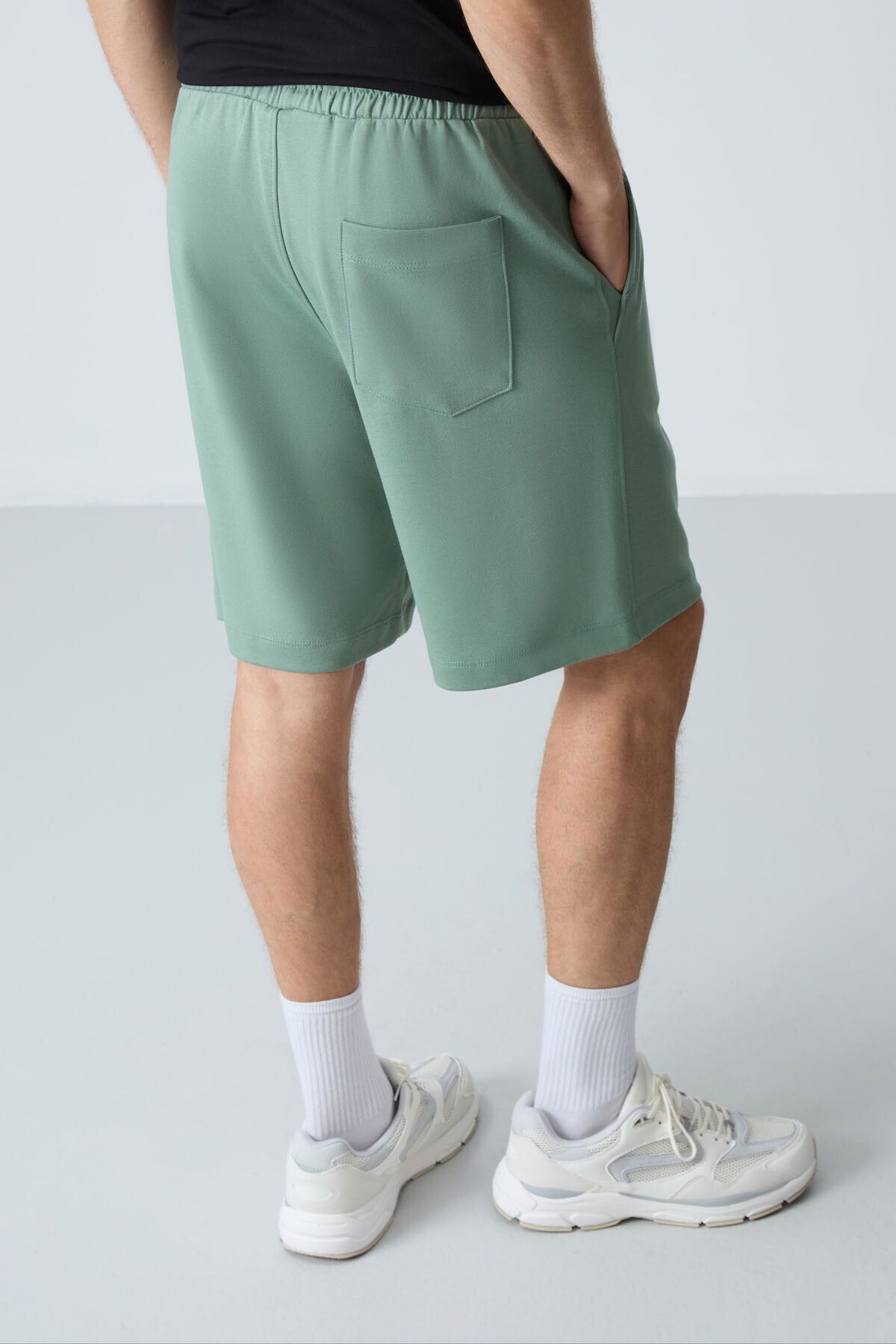 AIR JONES-Light Green Basic Men's Shorts - Cotton and Thick Soft Texture, Standard Fit - 81275 6