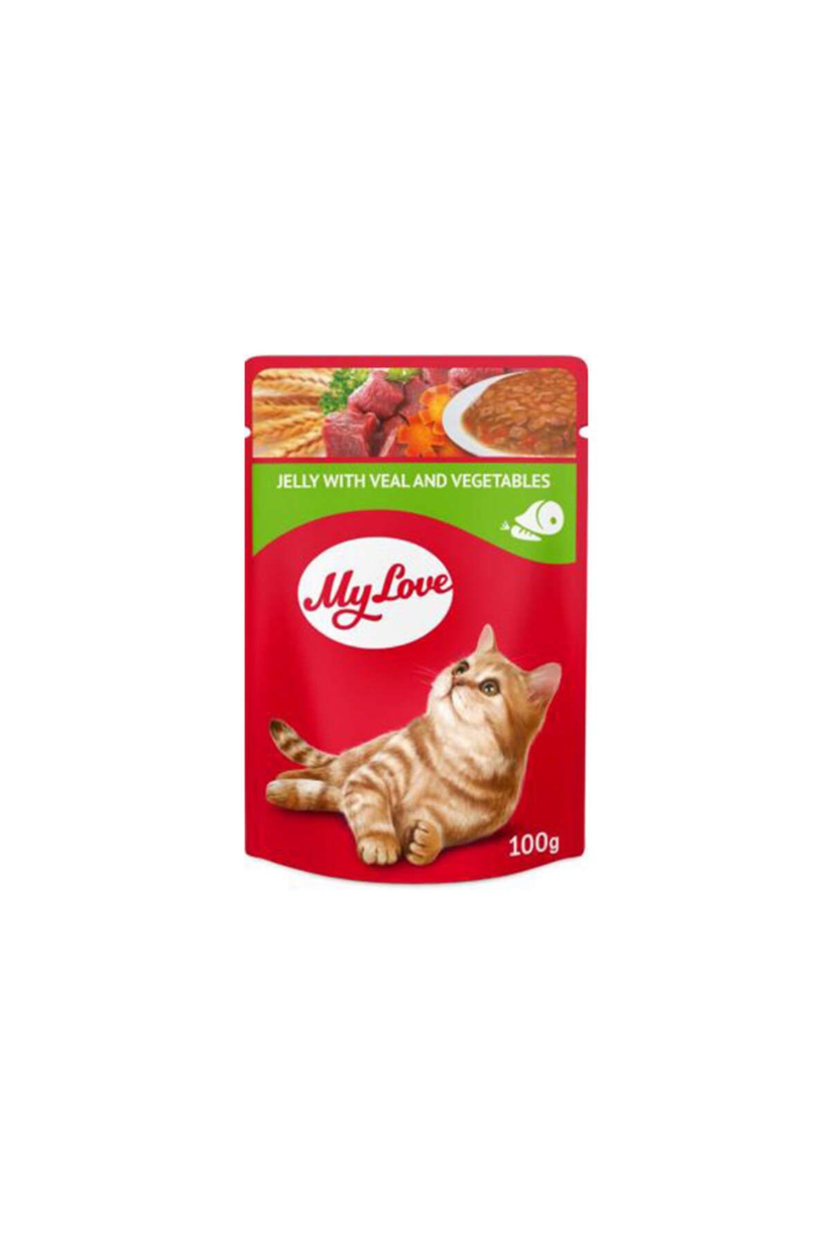 mylove MY LOVE JÖLE İÇINDE DANA ETLI VE SEBZELI POUCH KEDI MAMASI 100 GR X 6 ADET 661142