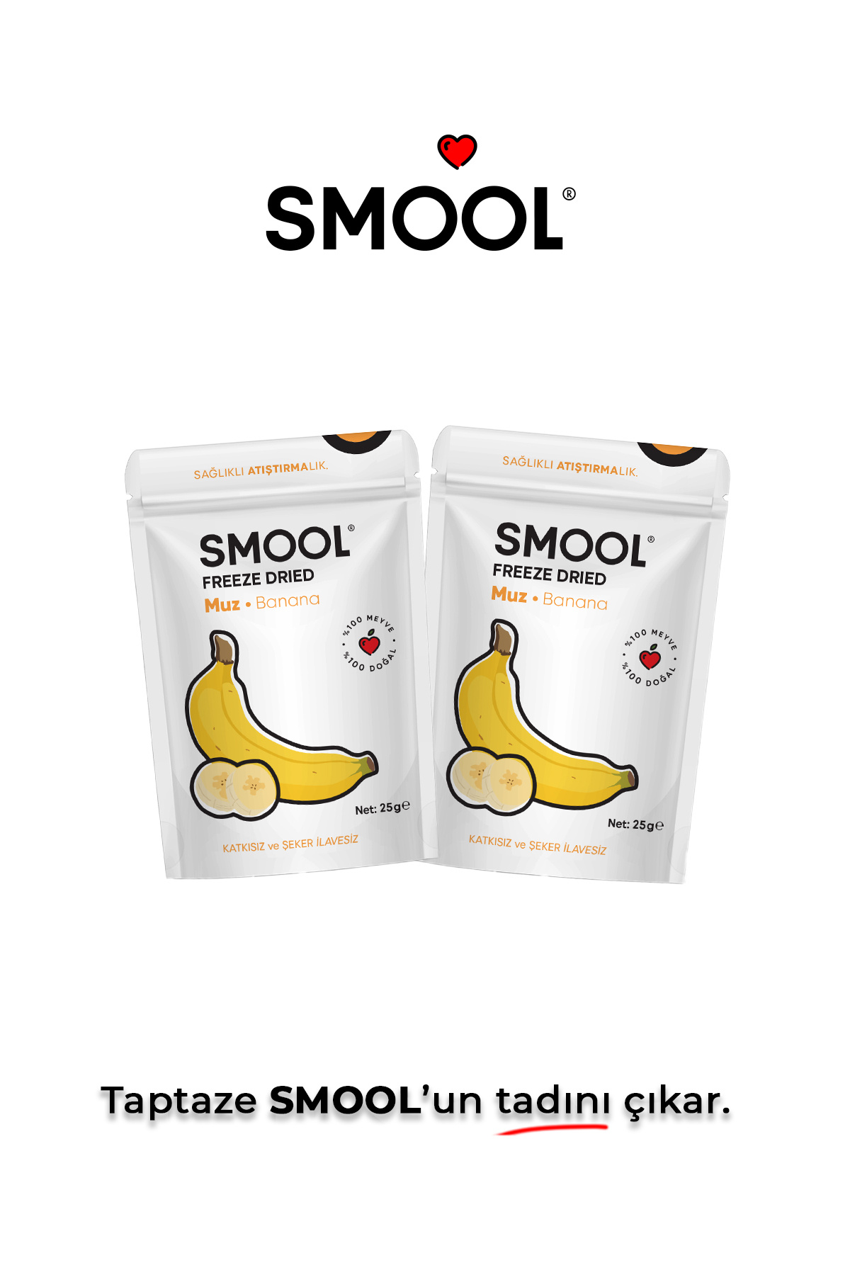SMOOL-2 Pack Banana Freeze Dried Freeze Dry Banana (25Gr X2) 2