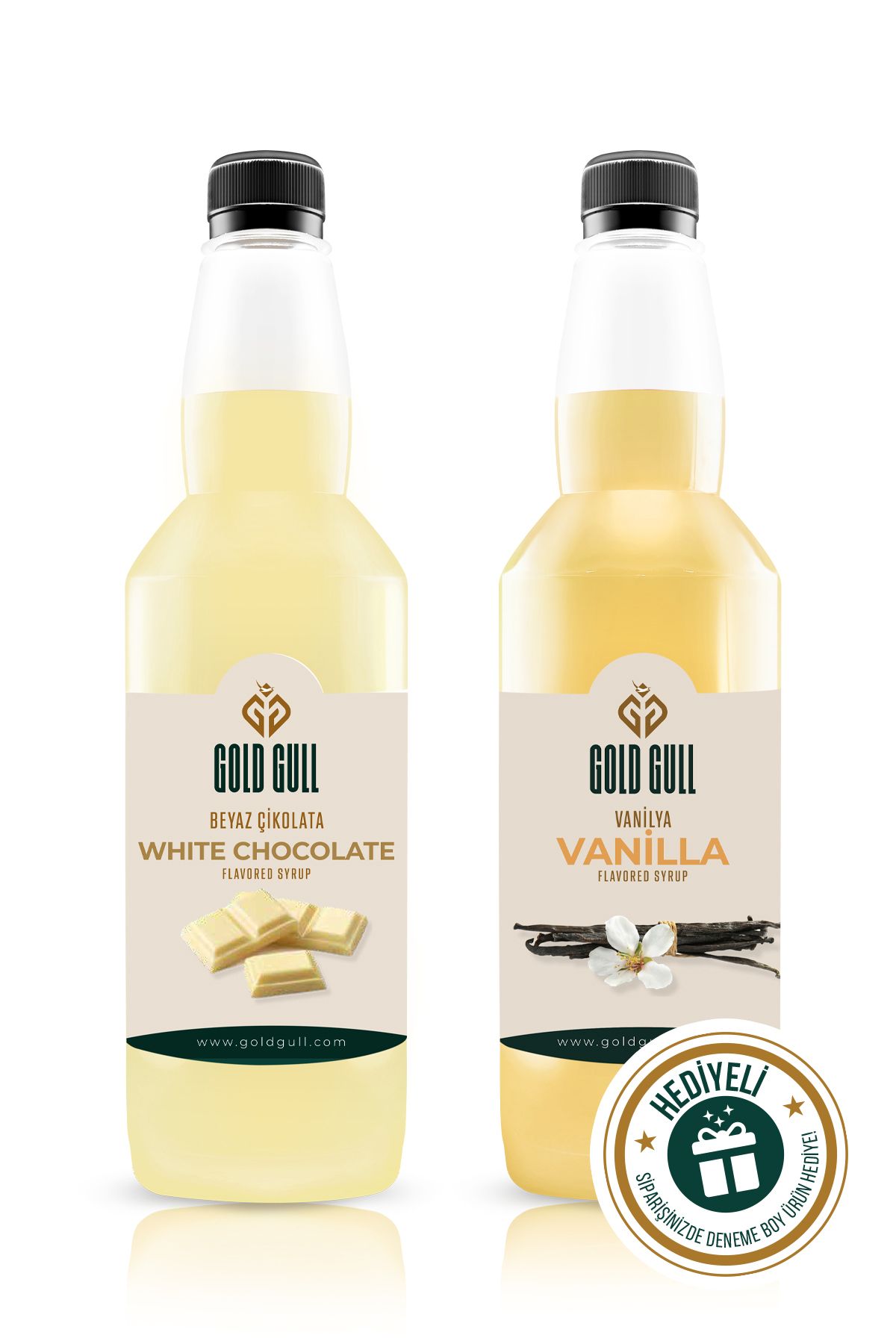 gold gull Vanilya & Beyaz Çikolata Aromalı Kahve & Meyve Şurubu 2 X 700 Ml.