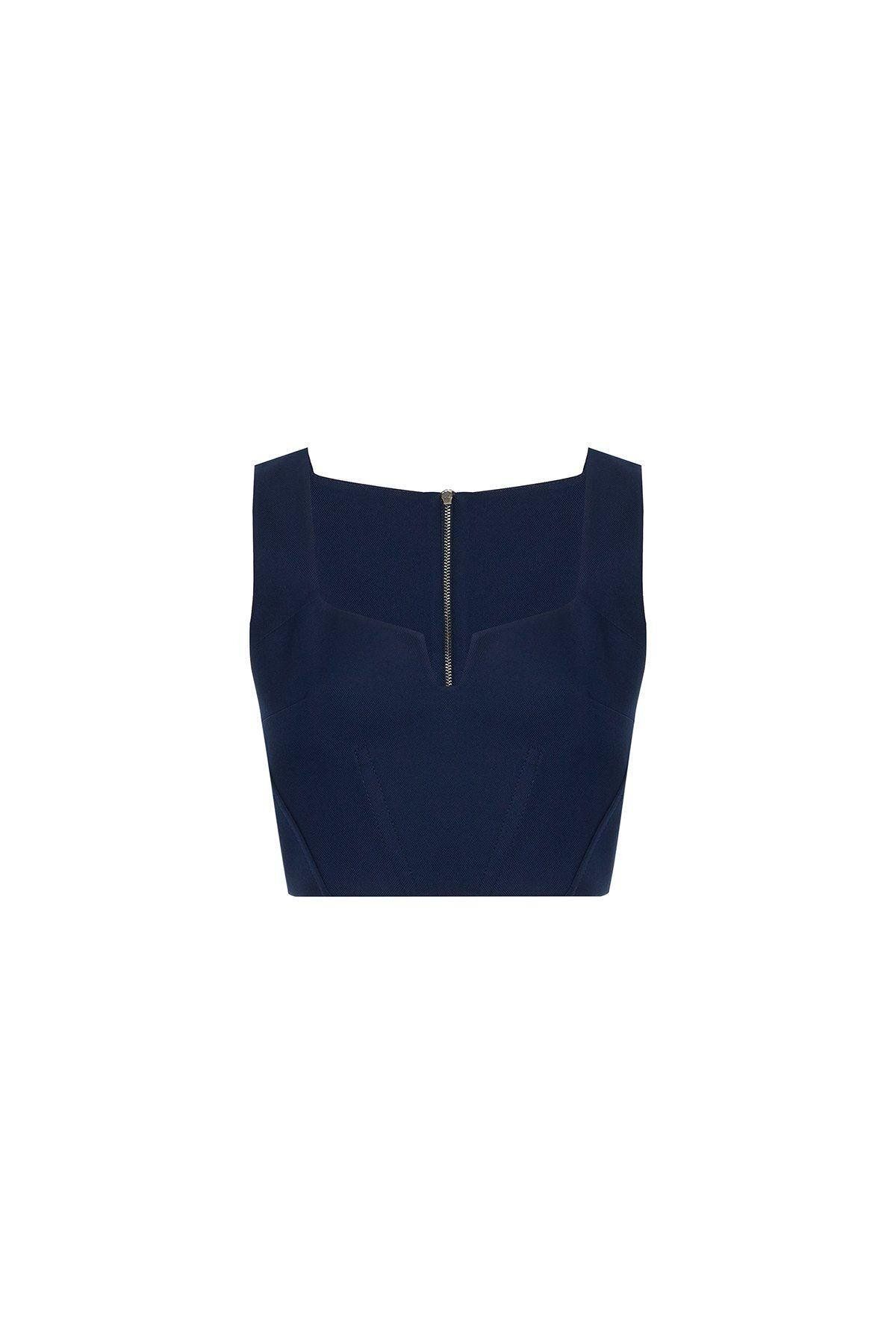 rue.-Dark Blue Bustier with Thick Straps 4