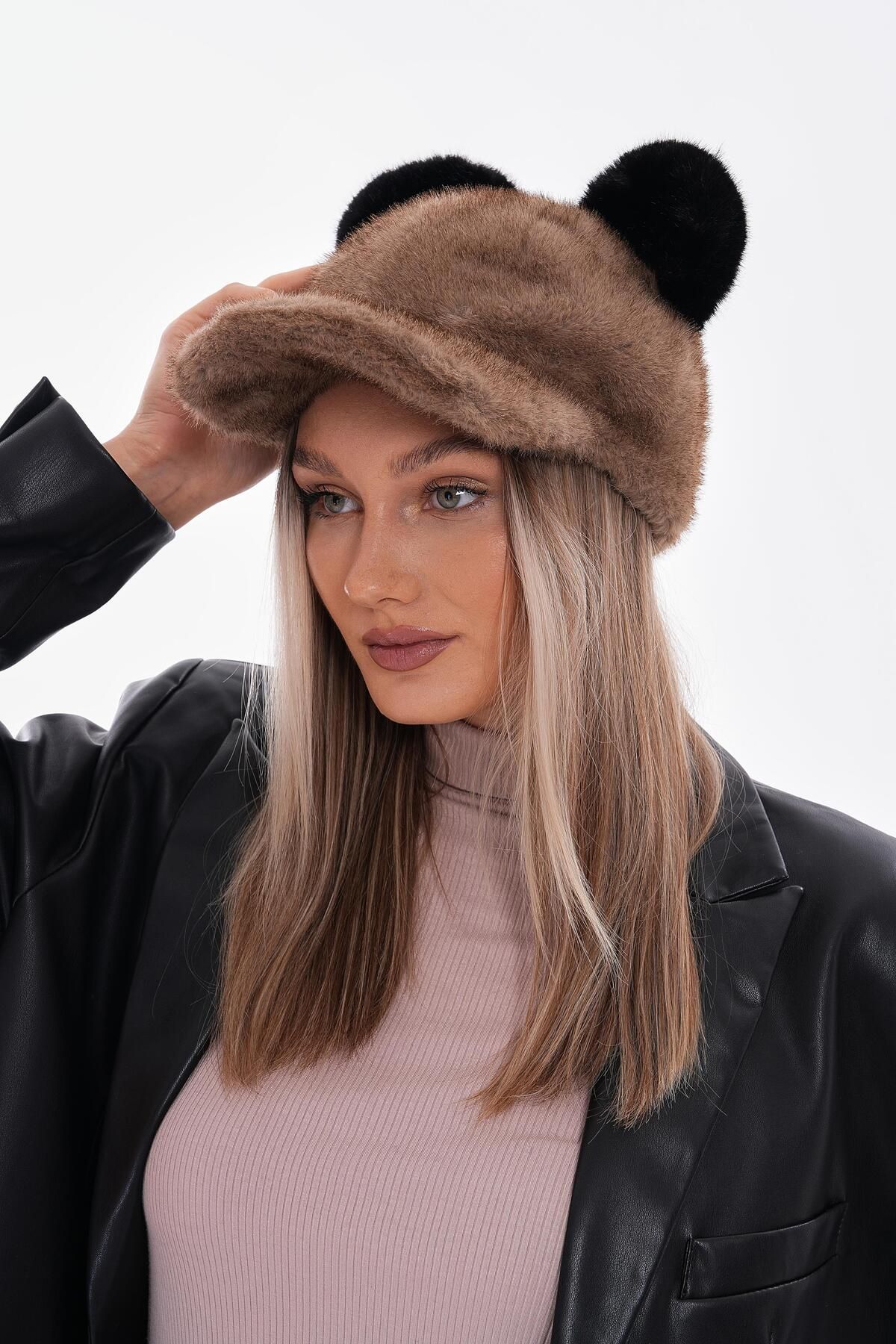 Axesoire-14666 Mink Plush Cap with Rabbit Headphones 2