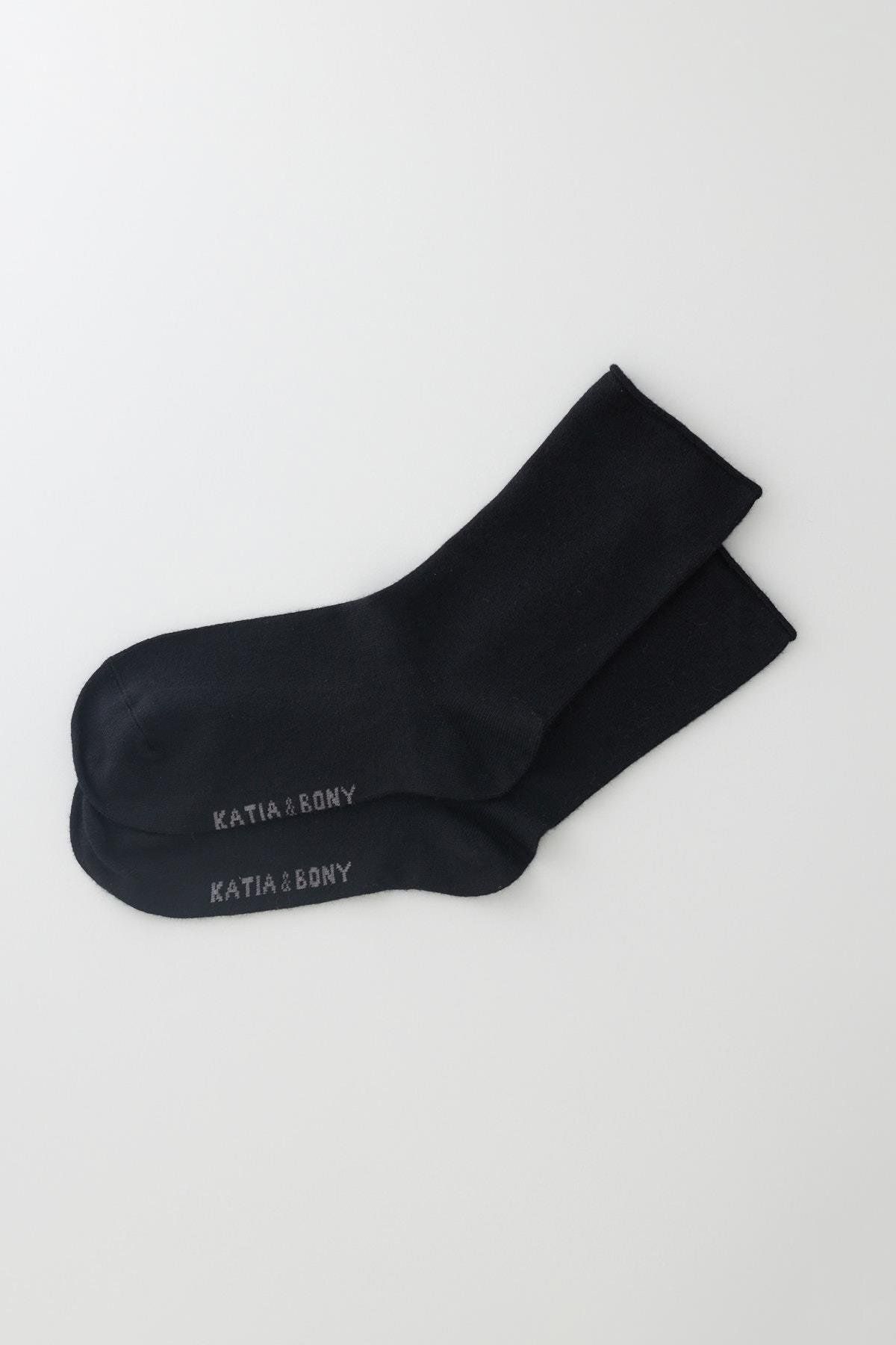 Katia&Bony-Dünne schwarze Modalsocken - elastischer Stoff 1