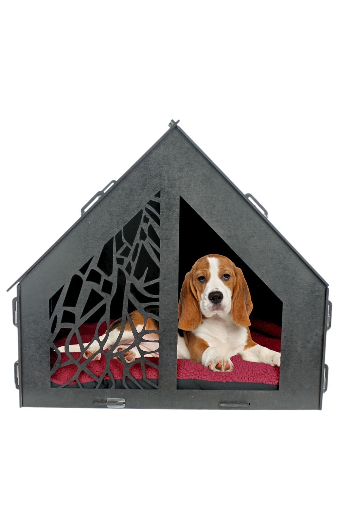 AboutThePerfect Şık Siyah Ahşap Köpek Evi ve Dekoratif Köpek Kulübesi