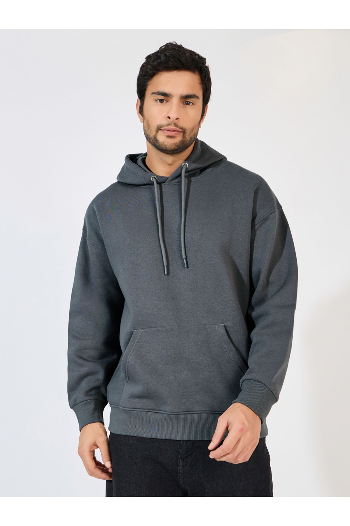 Styli-Boxy Fit Solid Heavyweight Fleece Hoodie 1