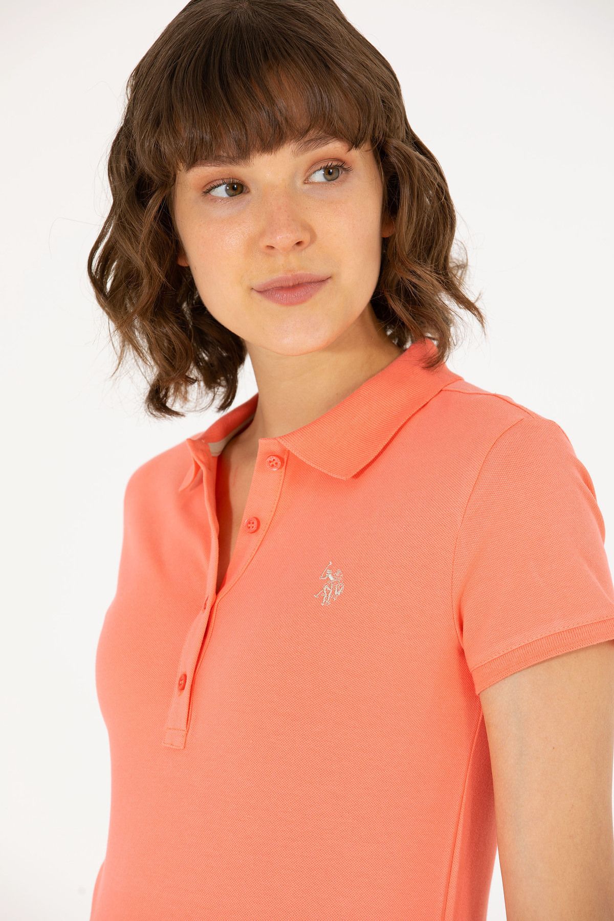 U.S. Polo Assn.-Salmon Colored Women's Polo Collar T-Shirt50262675-VR047 2