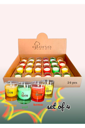 Gloria Candle 24 ' lü Romance Middle Shot Bardak Mum Renkli