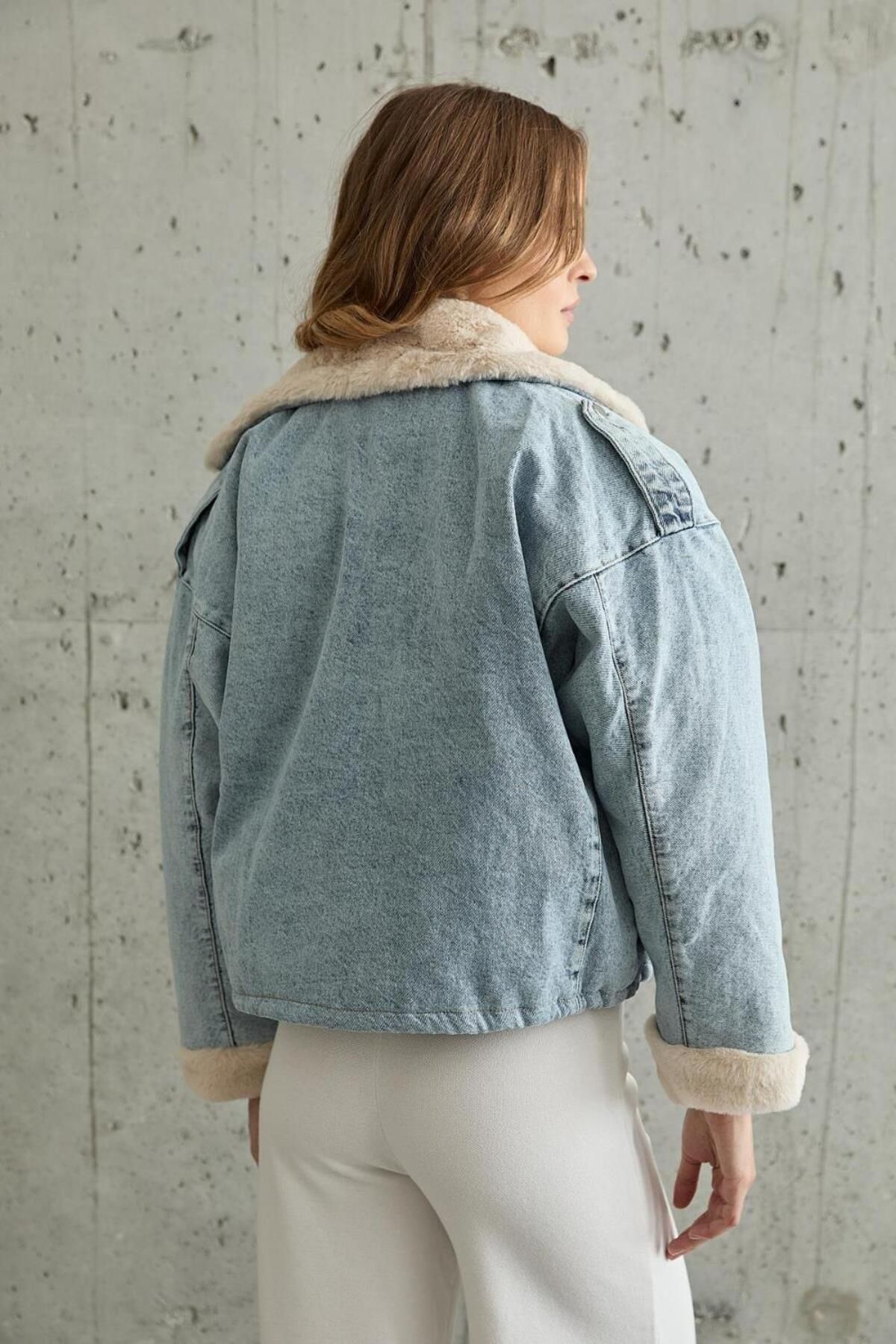 VIOLEVIN-Women's Faux Fur Denim Jacket Vlm 28570501 4