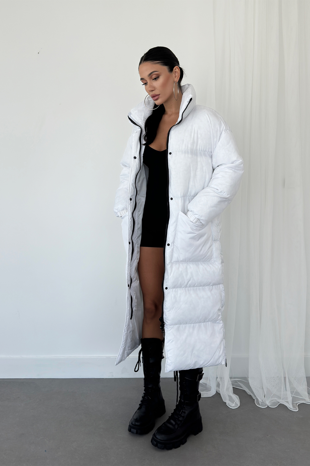 Weyeze  Uzun Şişme Mont AD-K50469LNW - Görsel 2