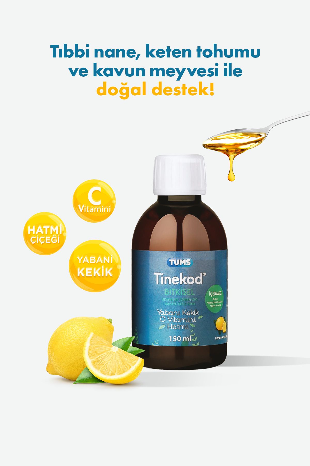 Tums-Tinekod 150ml Liquid Supplement - Vitamin C, Wild Thyme and Marshmallow 2
