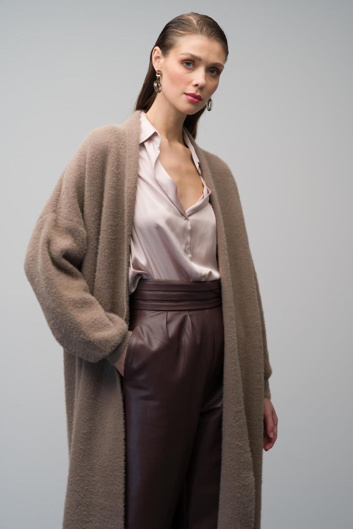 Olcay-Mink 8245 - Dlouhý volný úpletový Cardigan 5