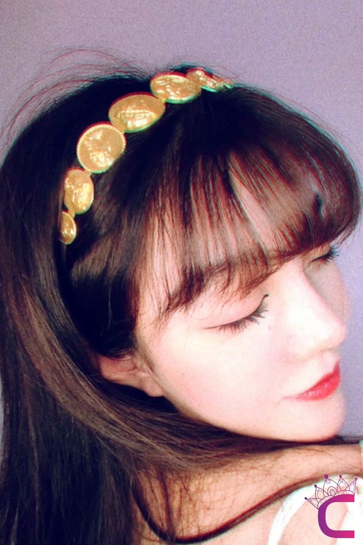 Cinderella-Women's Crown with Relief Icon Figure Gold Color - Elegant Women's Crown Headband 4