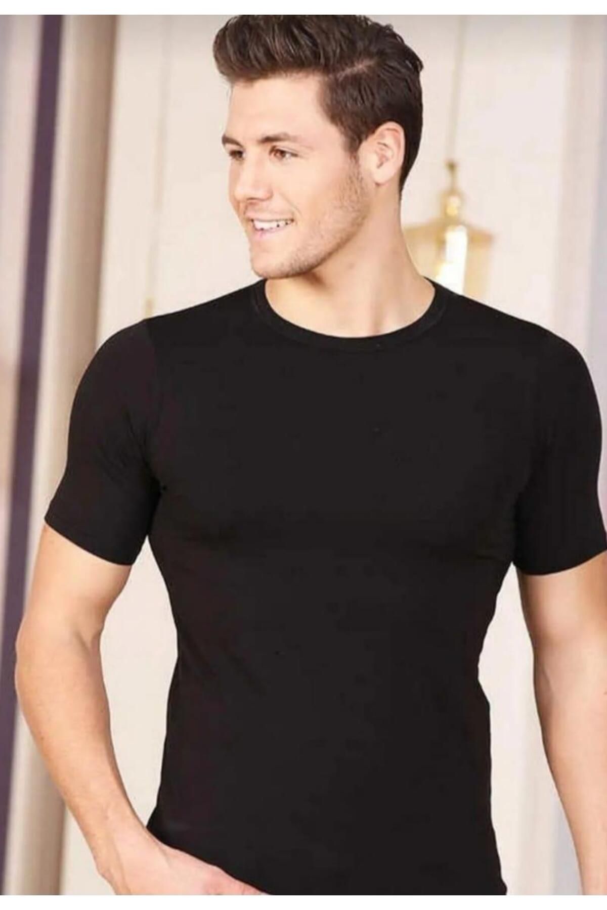 Berrak-1024 Men's Elastane Crew Neck Short Sleeve Undershirt 6 Pieces 1