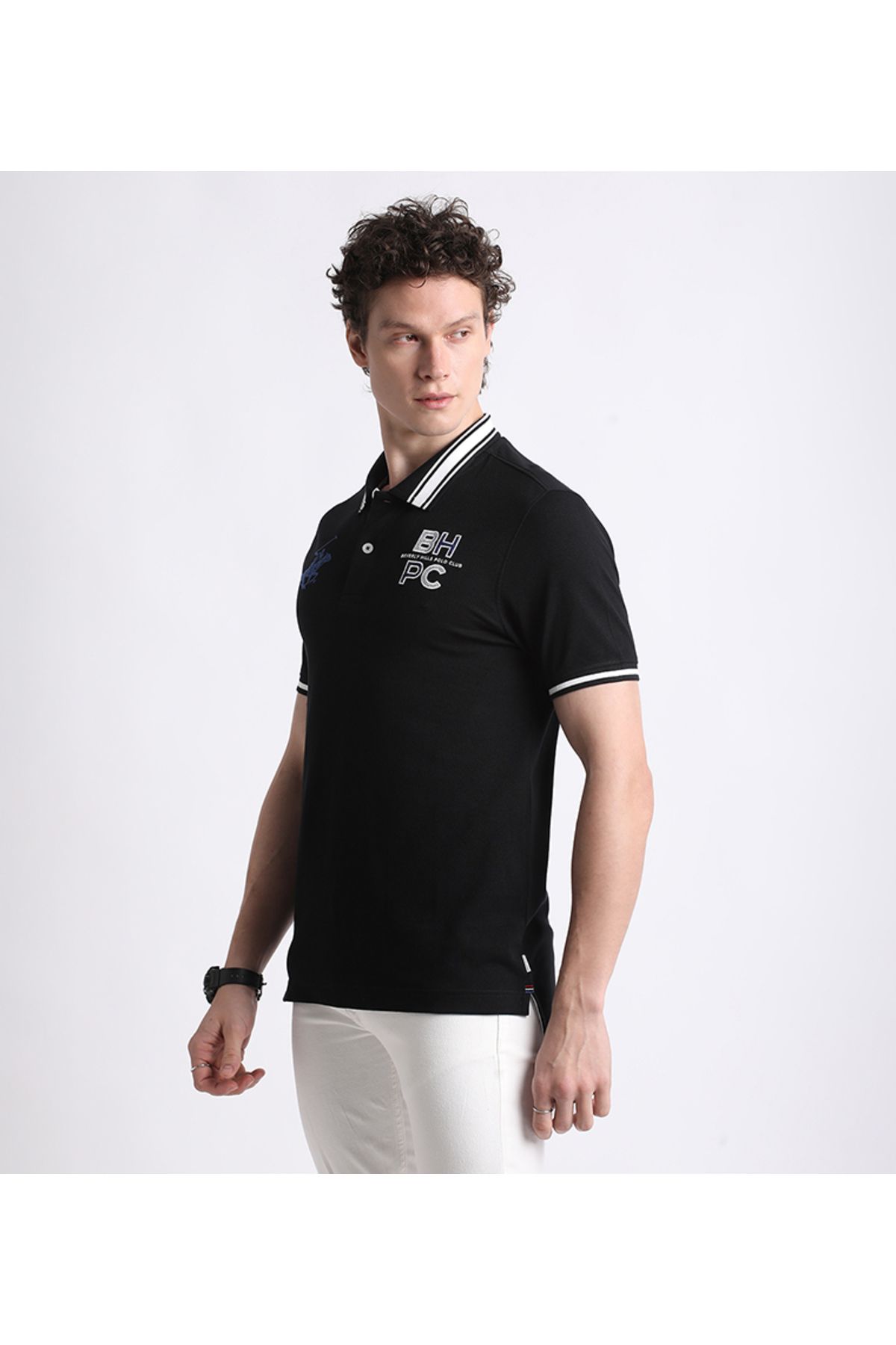 Bhpc-Beverly Hills Polo Club Mens Black Polo T-Shirt 2