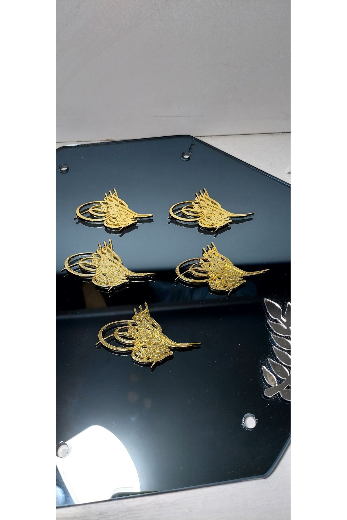 YENİ HEDİYELİK DÜNYAM Metal Tuğra - 4cm X 3cm - Osmanlı Tuğrası - Gold Metal - Adet 30