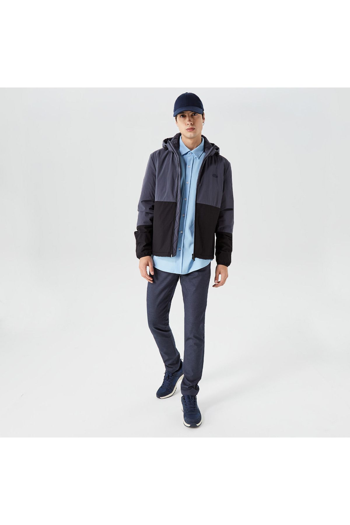 کاپشن آبی مردانه کت کلاهدار سرمه ای Lacoste