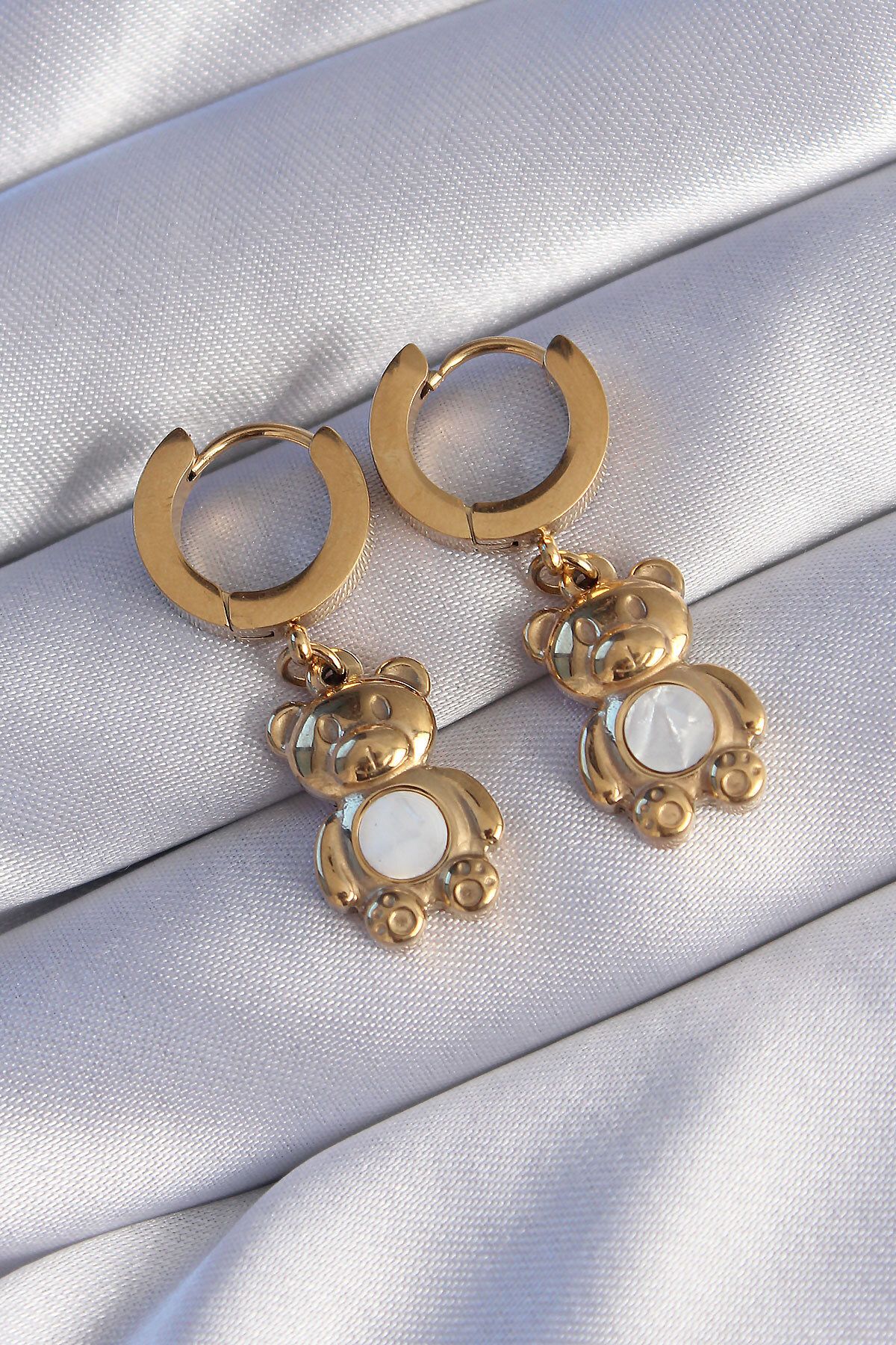 BZK ACCESSORİES 316L Çelik Gold Renk Teddy Model Küpe