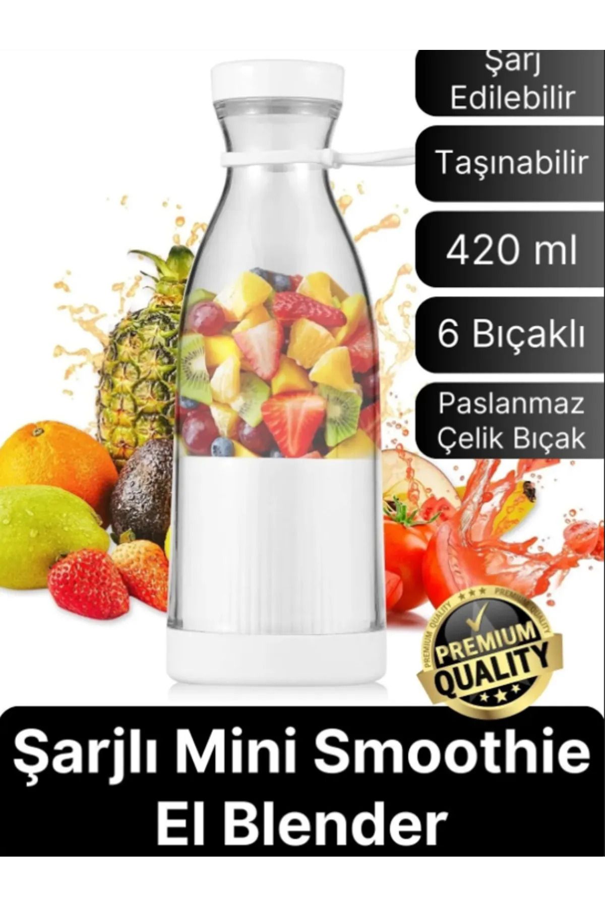 Elektrikli Mini Meyve Sıkacağı Smoothie Kamp Piknik Şarjlı Rondo Karıştırıcı Portatif Taşınabilir