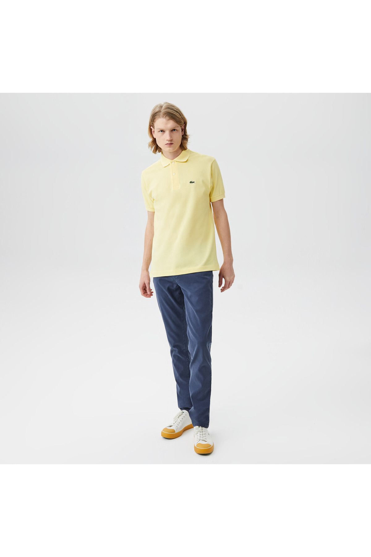 تی شرت یقه پولو زرد مردانه L.12.12 کلاسیک مناسب چوگان Lacoste