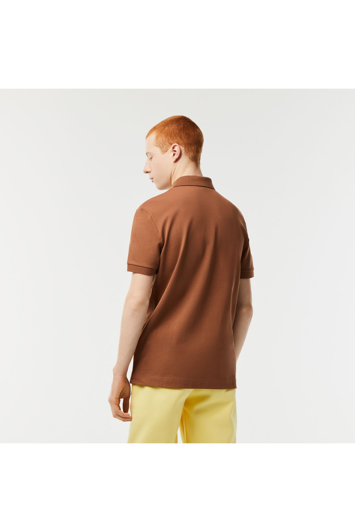 تی شرت یقه پولو چند رنگ مردانه به طور منظم و مناسب قهوه ای Paris Polo Lacoste