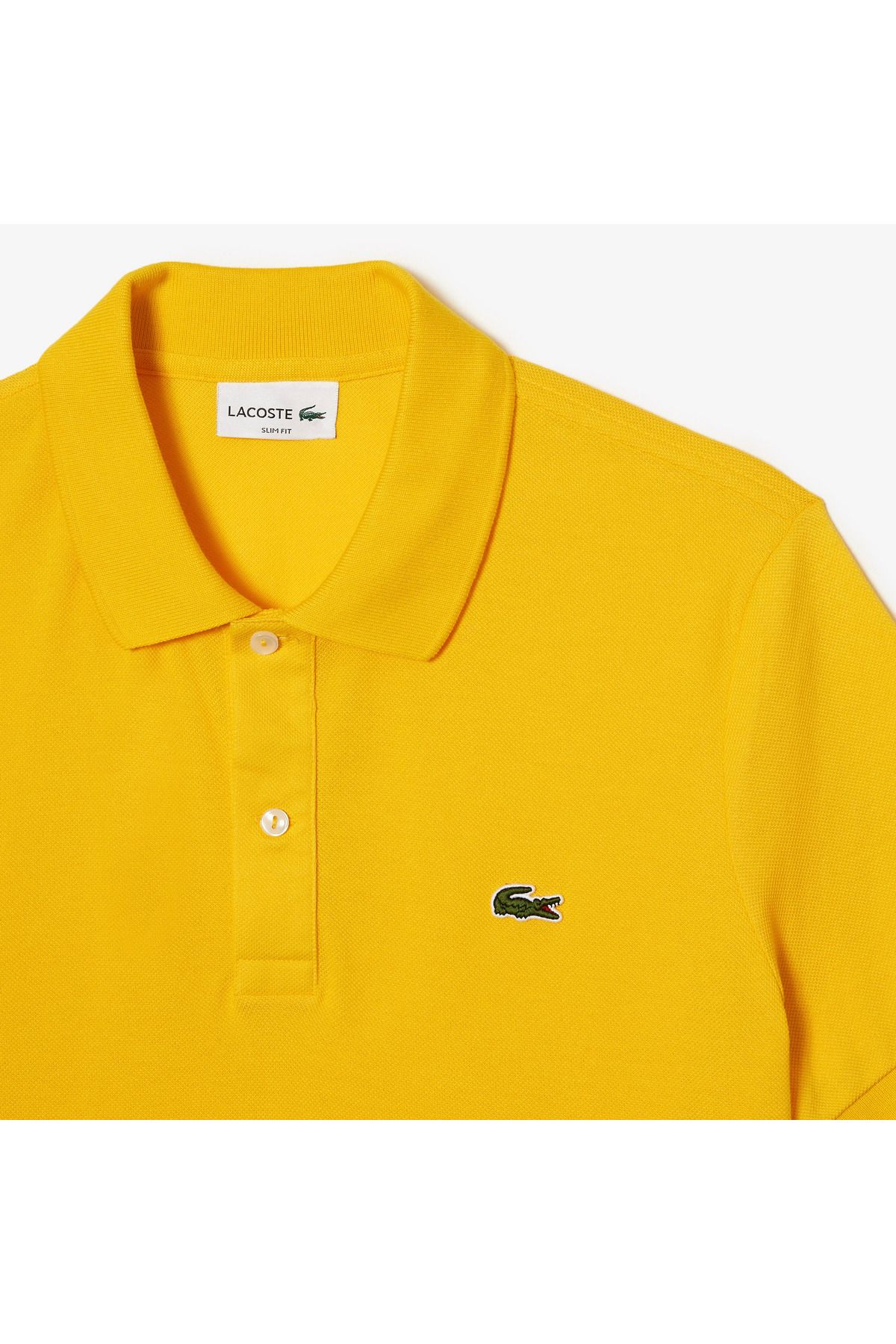 تی شرت یقه پولو زرد مردانه Slim Fit L.12.12 چوگان Lacoste