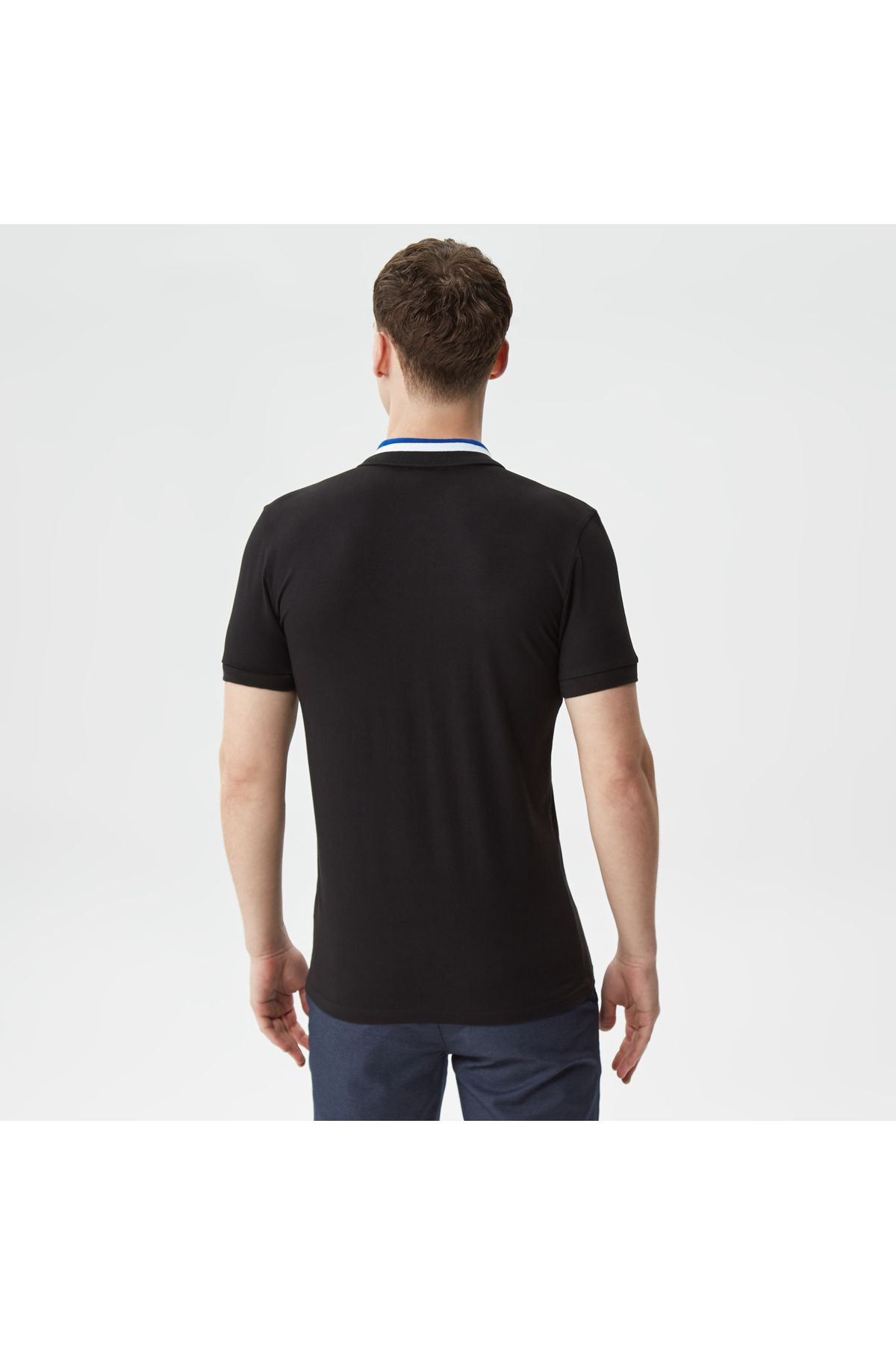 تی شرت یقه پولو زرد مردانه چوگان سیاه معمولی با بلوک رنگی مناسب Lacoste