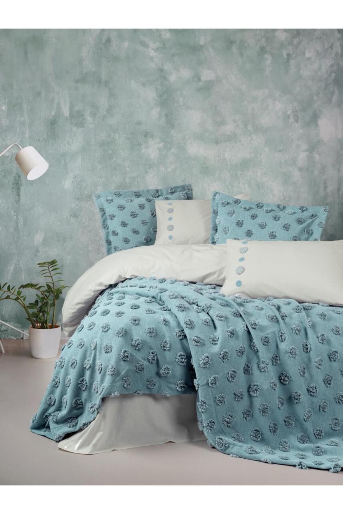 Cotton Box Ranforce Çift Kişilik Yatak Örtülü Nevresim Takımı Limi Mint