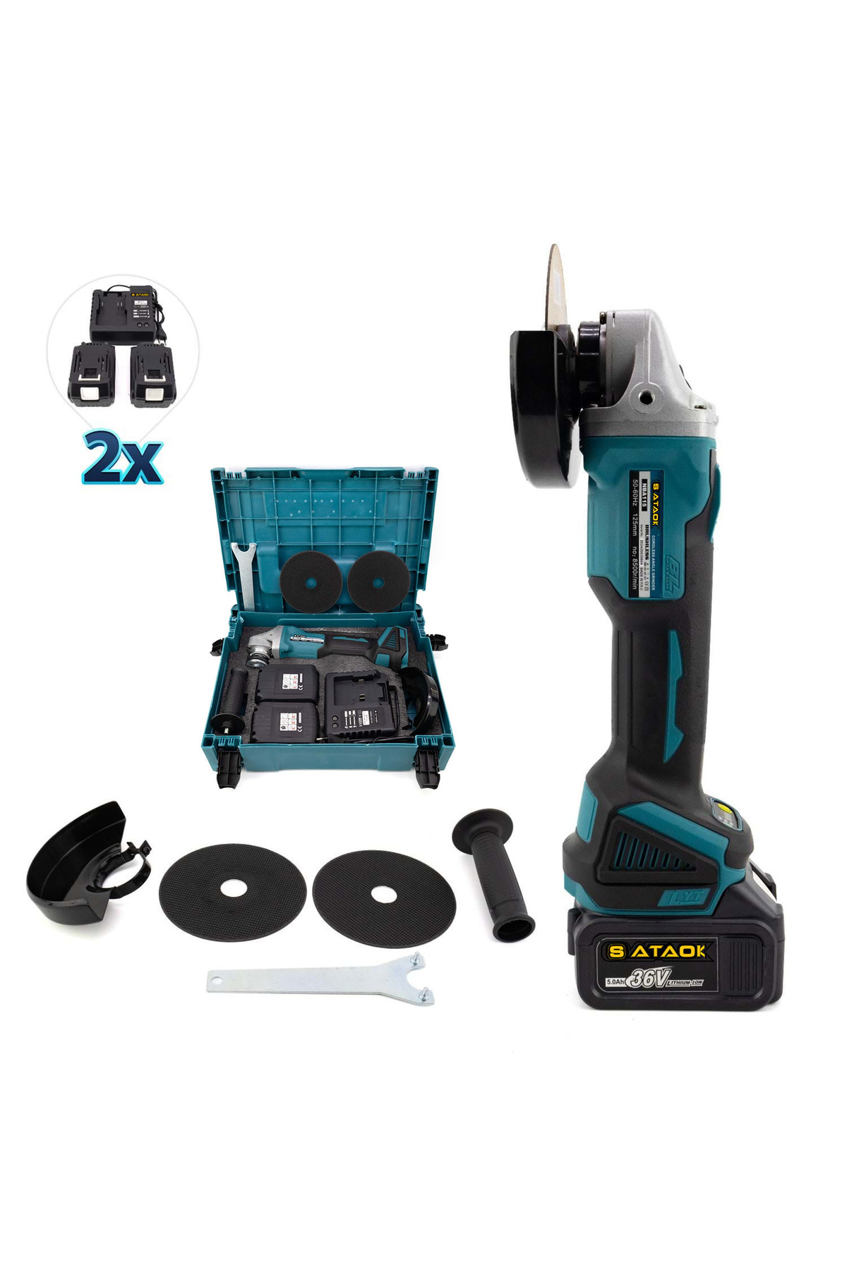 Sataok 36V 5Ah Profesyonel Kömürsüz Motor 125 MM Avuç İçi Şarjlı