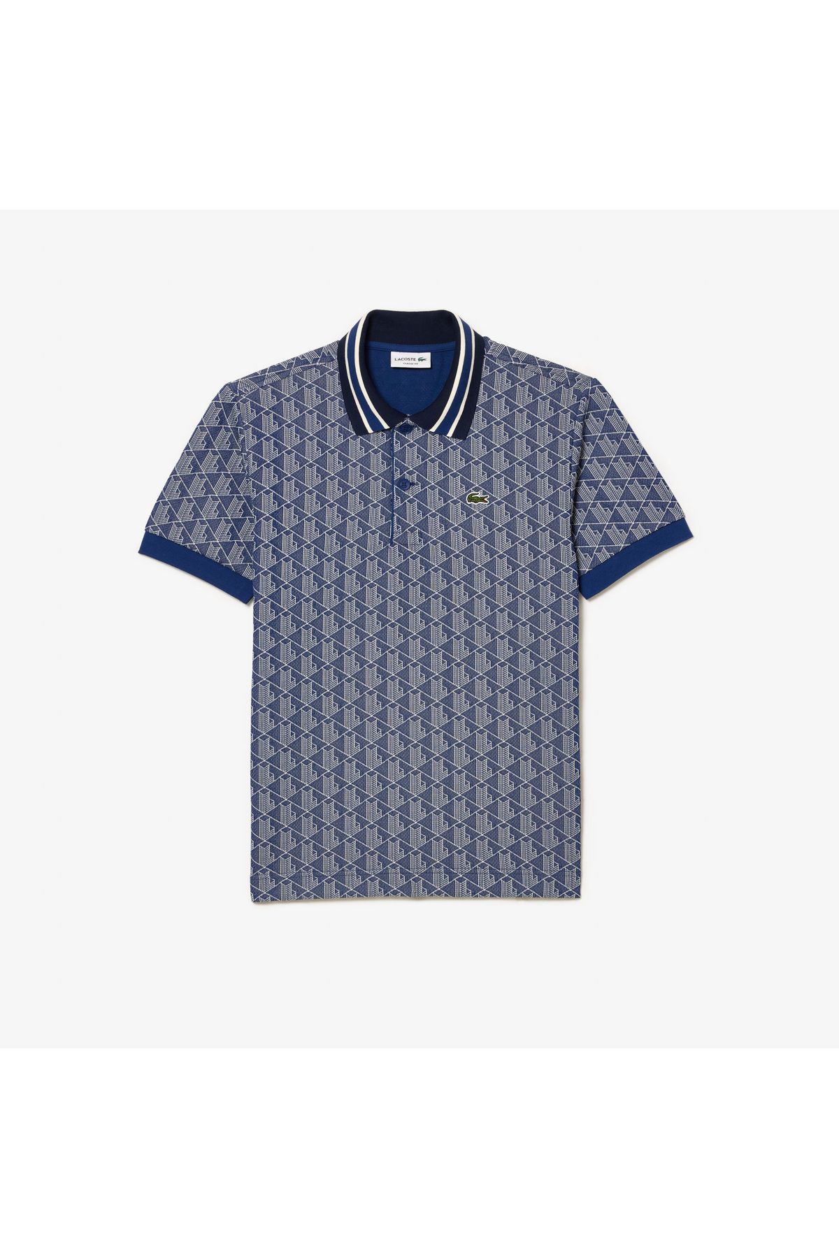 تی شرت یقه پولو آبی مردانه Monogram کلاسیک Fit Navy Blue Polo Lacoste