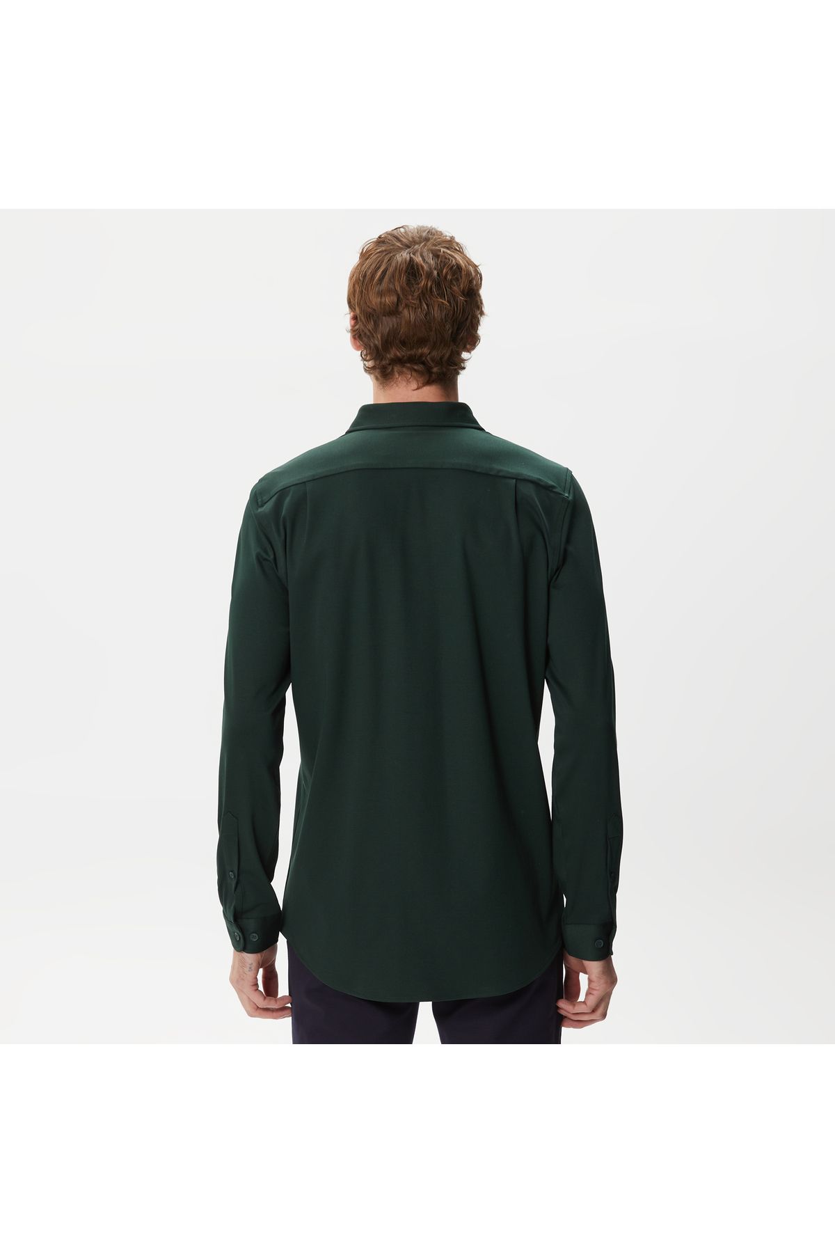 پیراهن / بلوز دکمه دار سبز مردانه باریک و اورجینال Lacoste