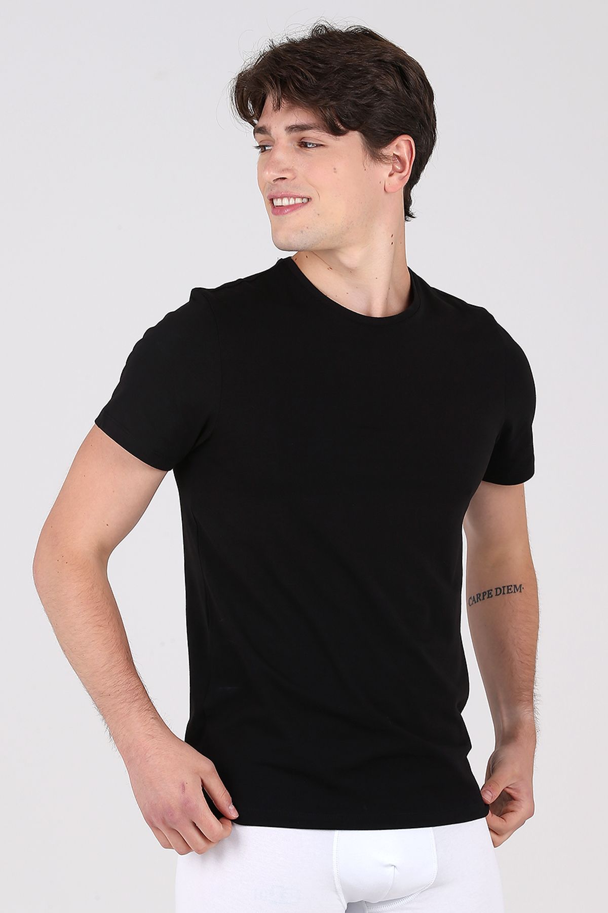 NORTH ICE Tricou Black Crew Neck Black Series Masculin - L
