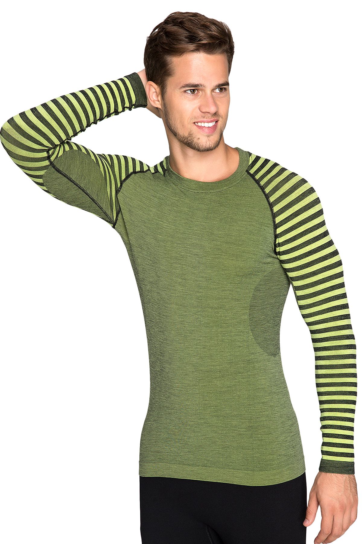 THERMOFORM-Ultimate Merino Men's Seamless Thermal Sweatshirt Green 3