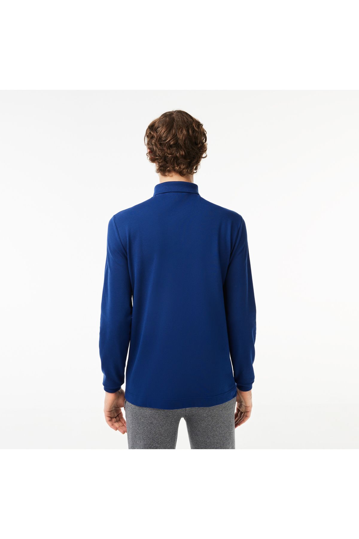 تی شرت یقه پولو آبی مردانه آستین بلند و روشن پاریس چوگان Lacoste