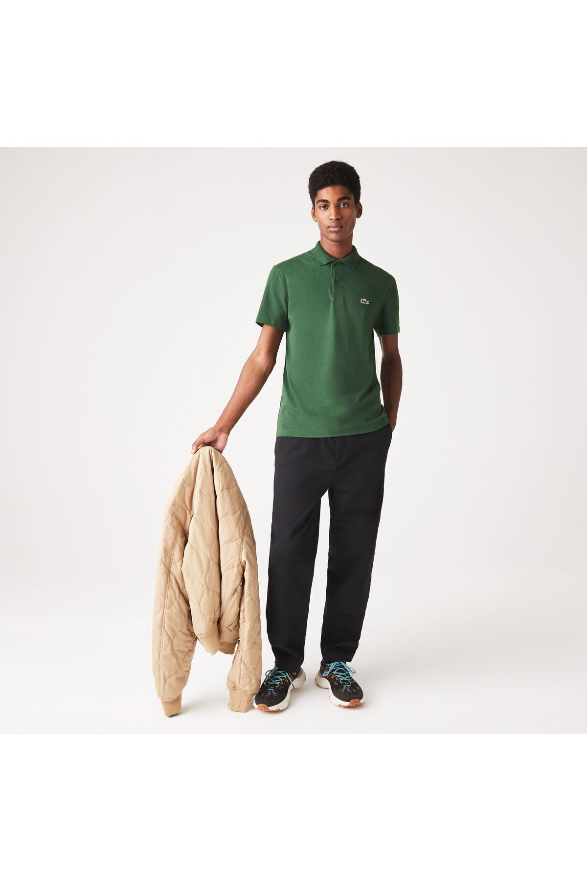 تی شرت یقه پولو سبز مردانه چوگان مناسب اورجینال Lacoste