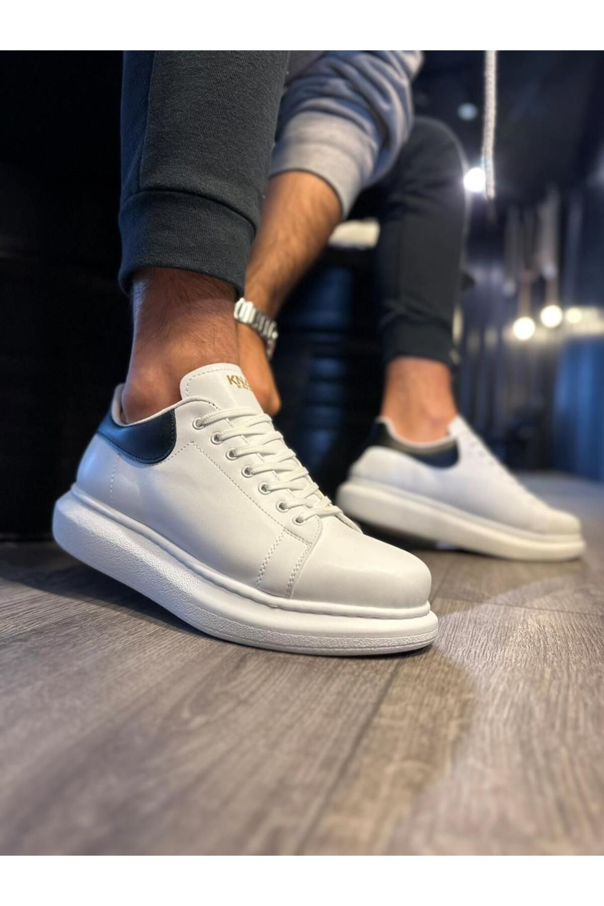 Knack-Pantofi casual albi cu talpă înaltă - 043 1