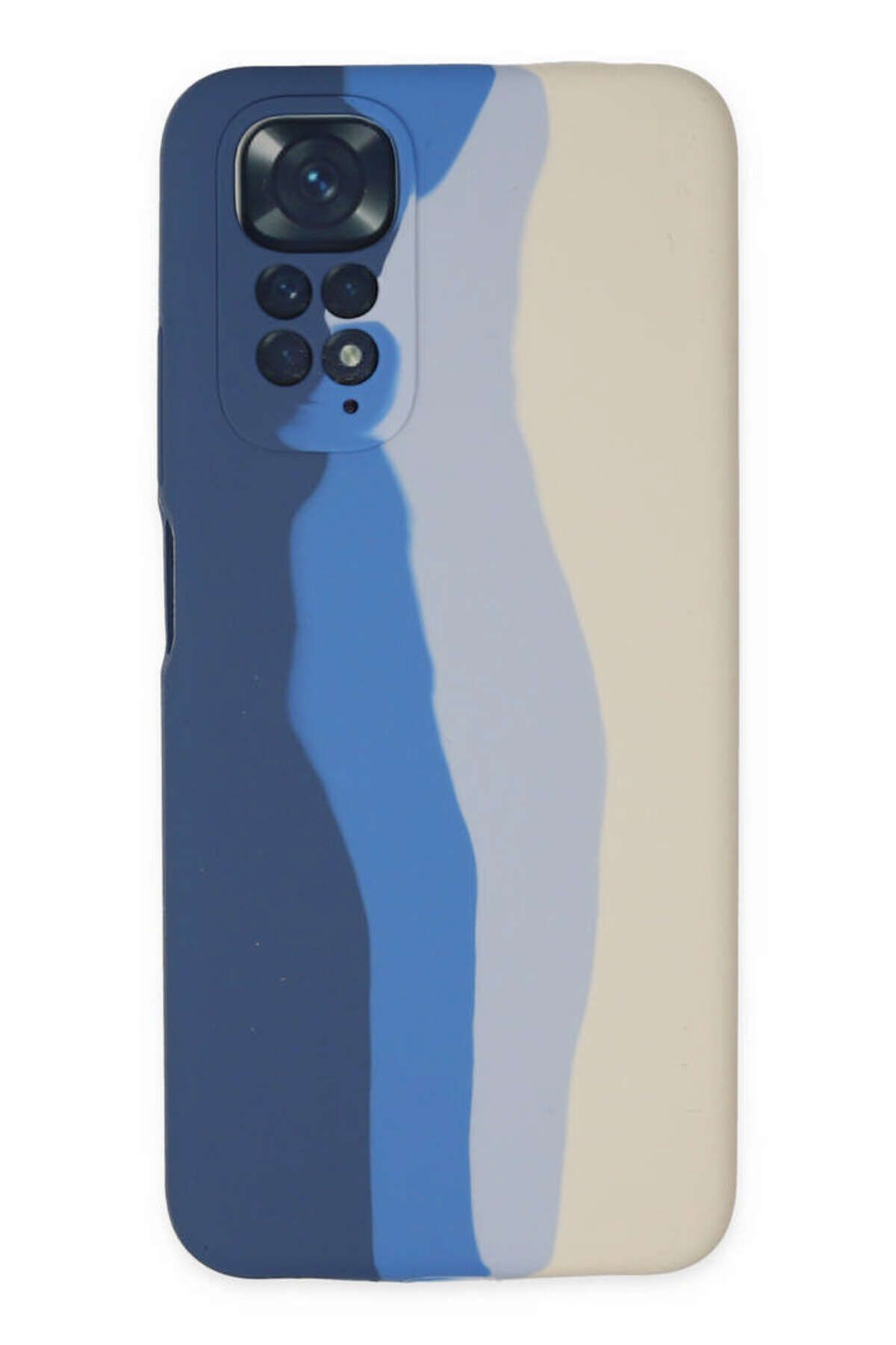 NewFace Xiaomi Redmi Note 11 Kılıf Ebruli Lansman Silikon - Lacivert-Krem GLSTD