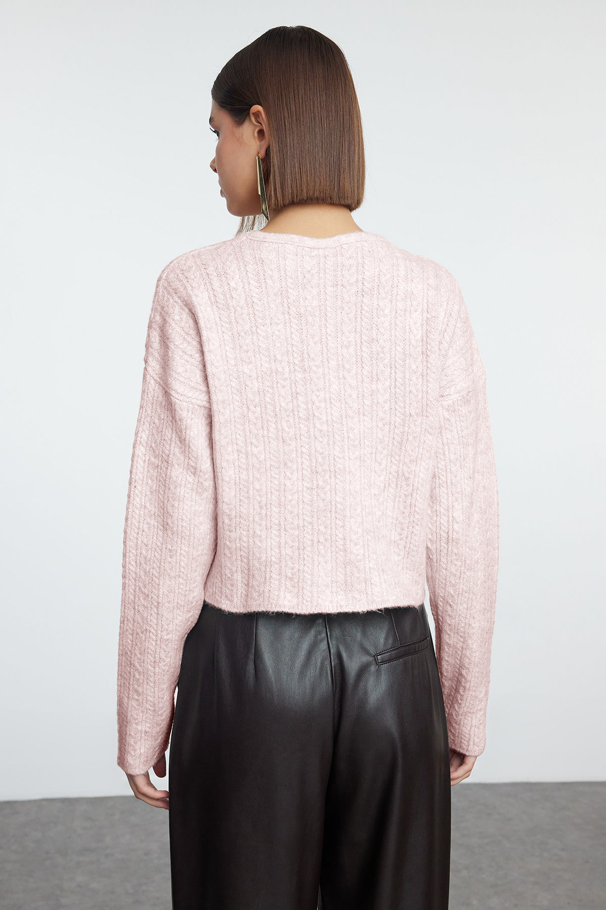 Trendyolmilla  Pembe Düğme Detaylı Yumuşak Dokulu Bağlama Detaylı Triko Hırka TWOAW25HI00252 - Görsel 5