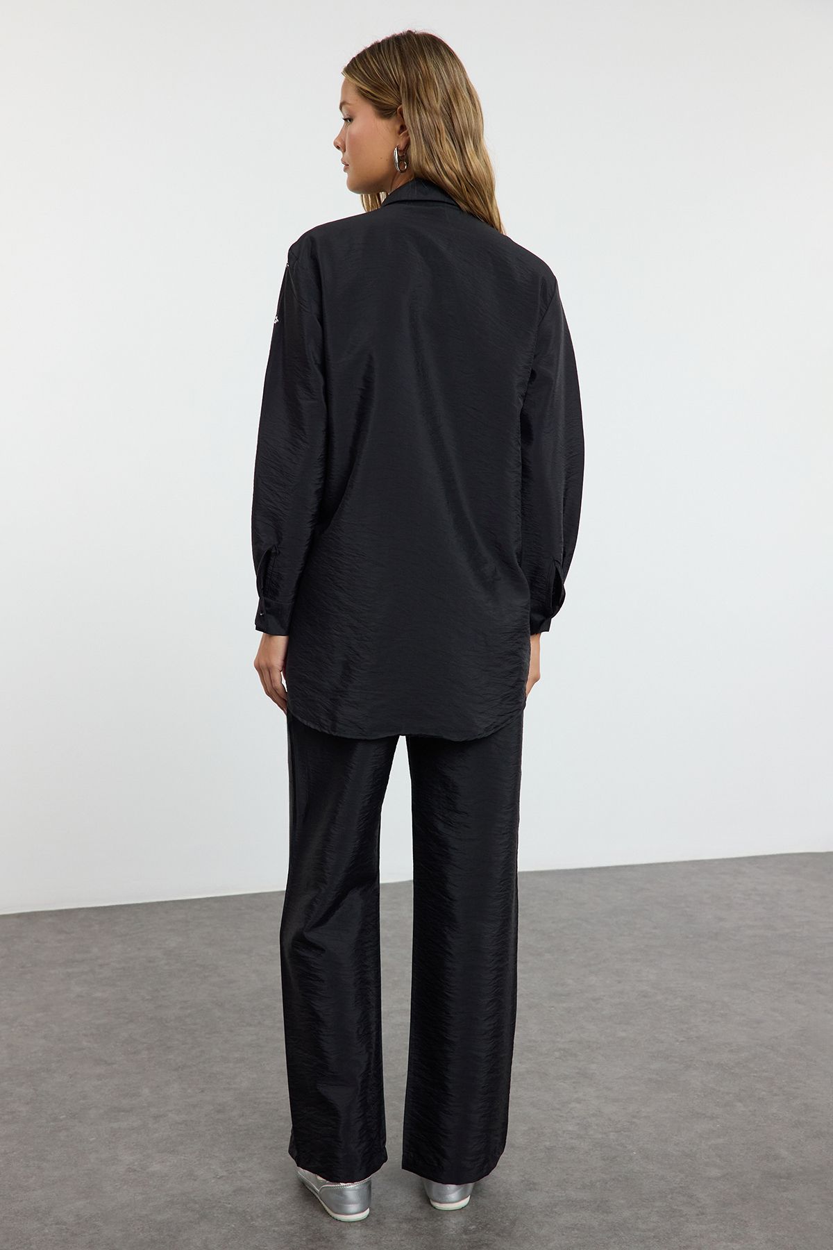 Trendyol Modest-Λεπτομερές σετ από υφασμένη μαύρη πέτρα - Σετ κάτω-πάνω Tctaw25Us00106 6
