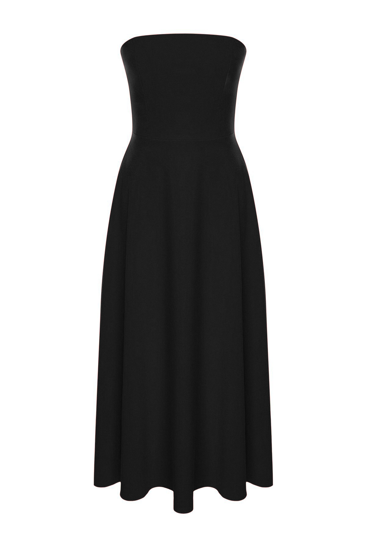 Trendyolmilla  Siyah A-Kesim Straplez Dokuma Şık Abiye Gece Mezuniyet Elbisesi TPRSS24EL00139 - Görsel 8