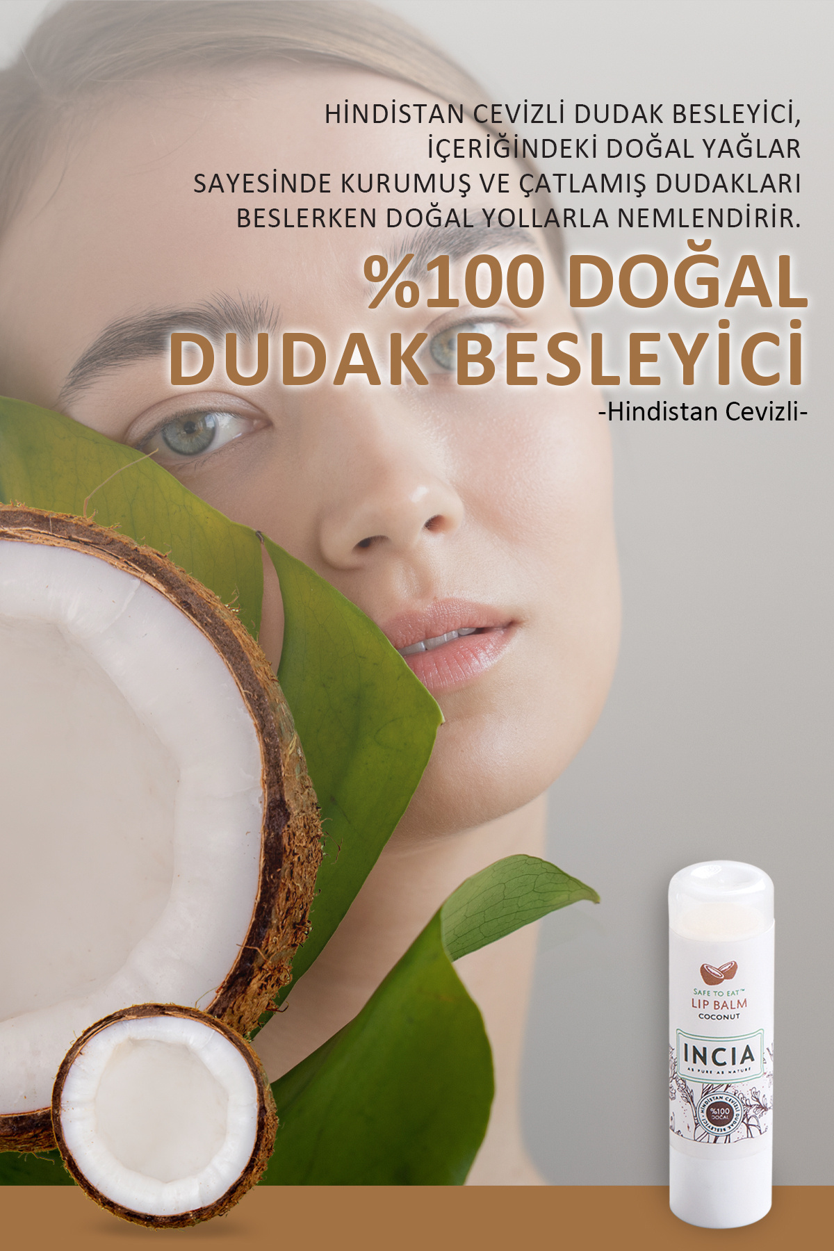 Incia-100% Natural Lip Nourishing Coconut Herbal Moisturizing Lip Care Cream 6 Gr 7